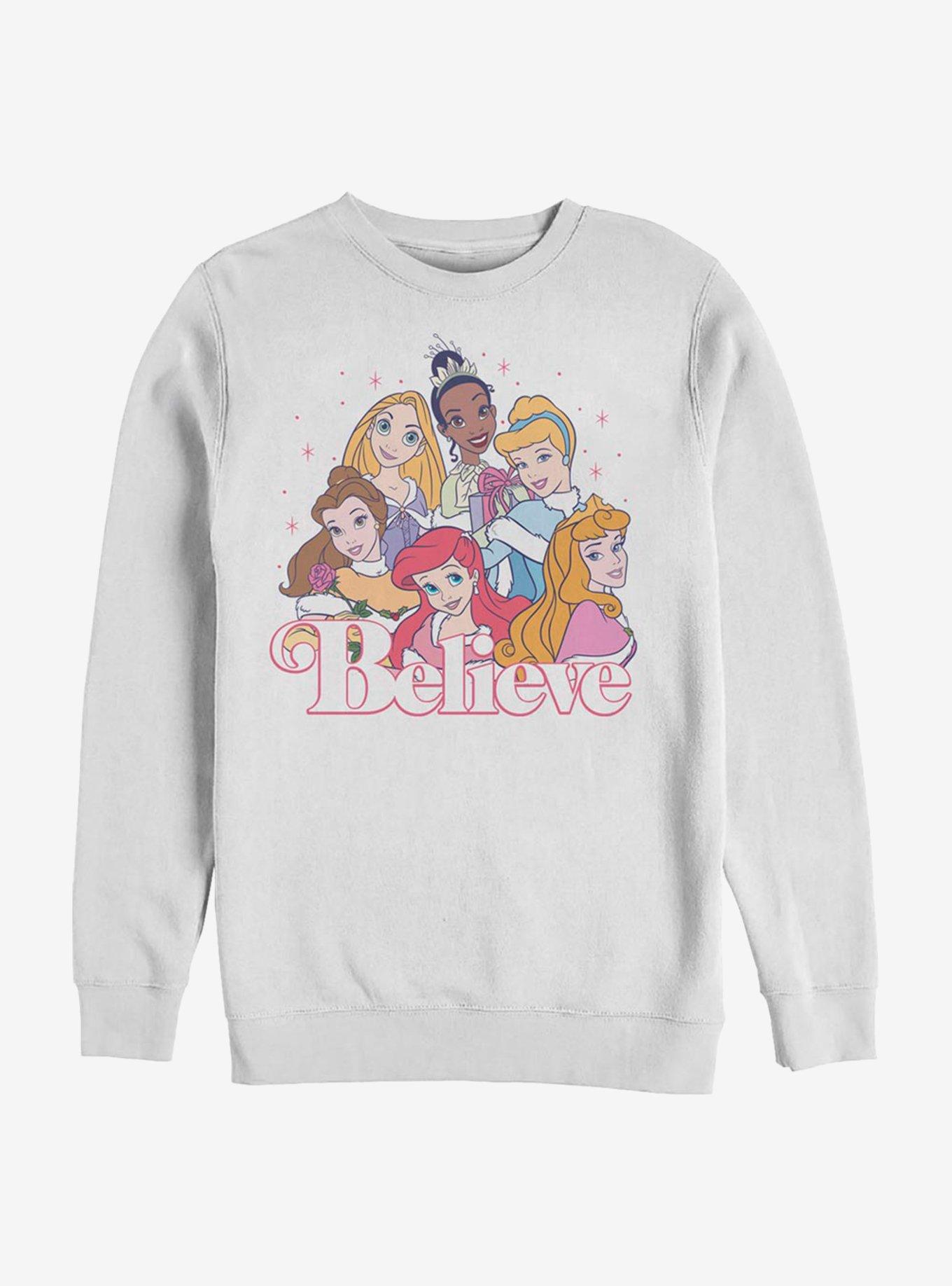 Disney Princess Believe Crew Sweatshirt, WHITE, hi-res