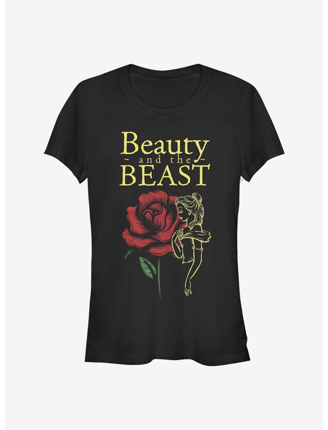 Disney Beauty And The Beast Rose Girls T-Shirt, BLACK, hi-res