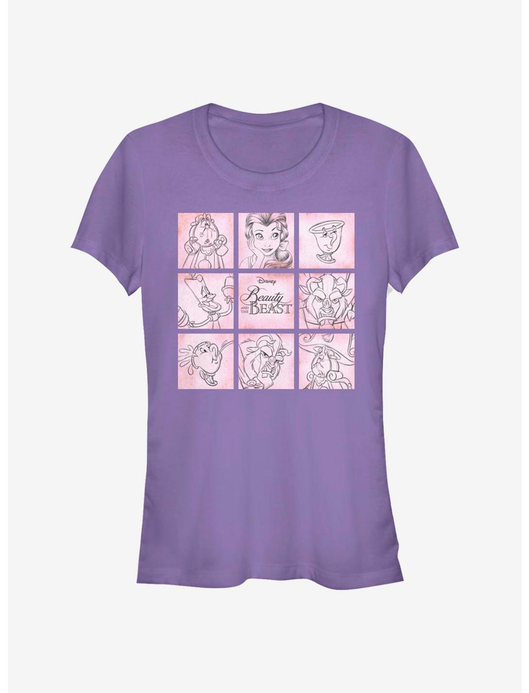 Disney Beauty And The Beast Sketches Girls T-Shirt, PURPLE, hi-res