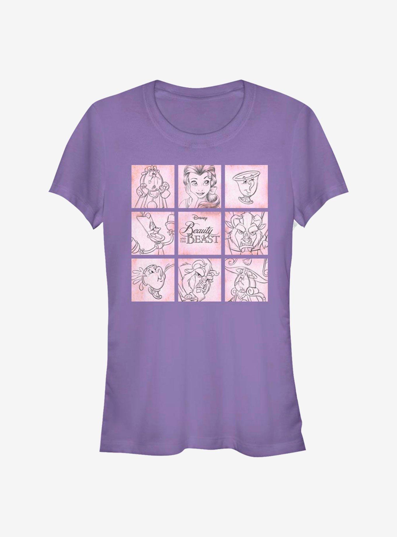 Disney Beauty And The Beast Sketches Girls T-Shirt, PURPLE, hi-res