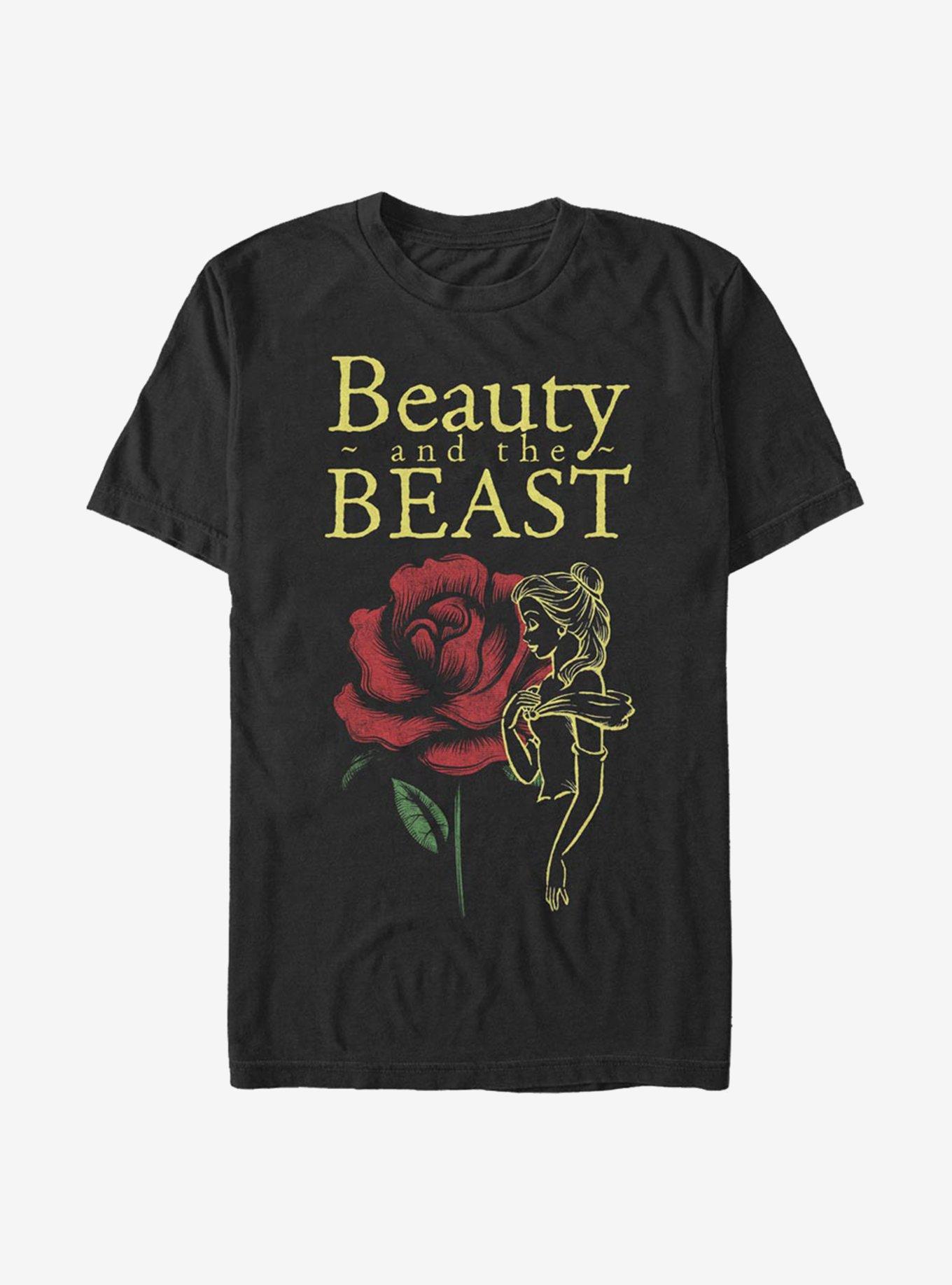 Disney Beauty And The Beast Rose T-Shirt - BLACK