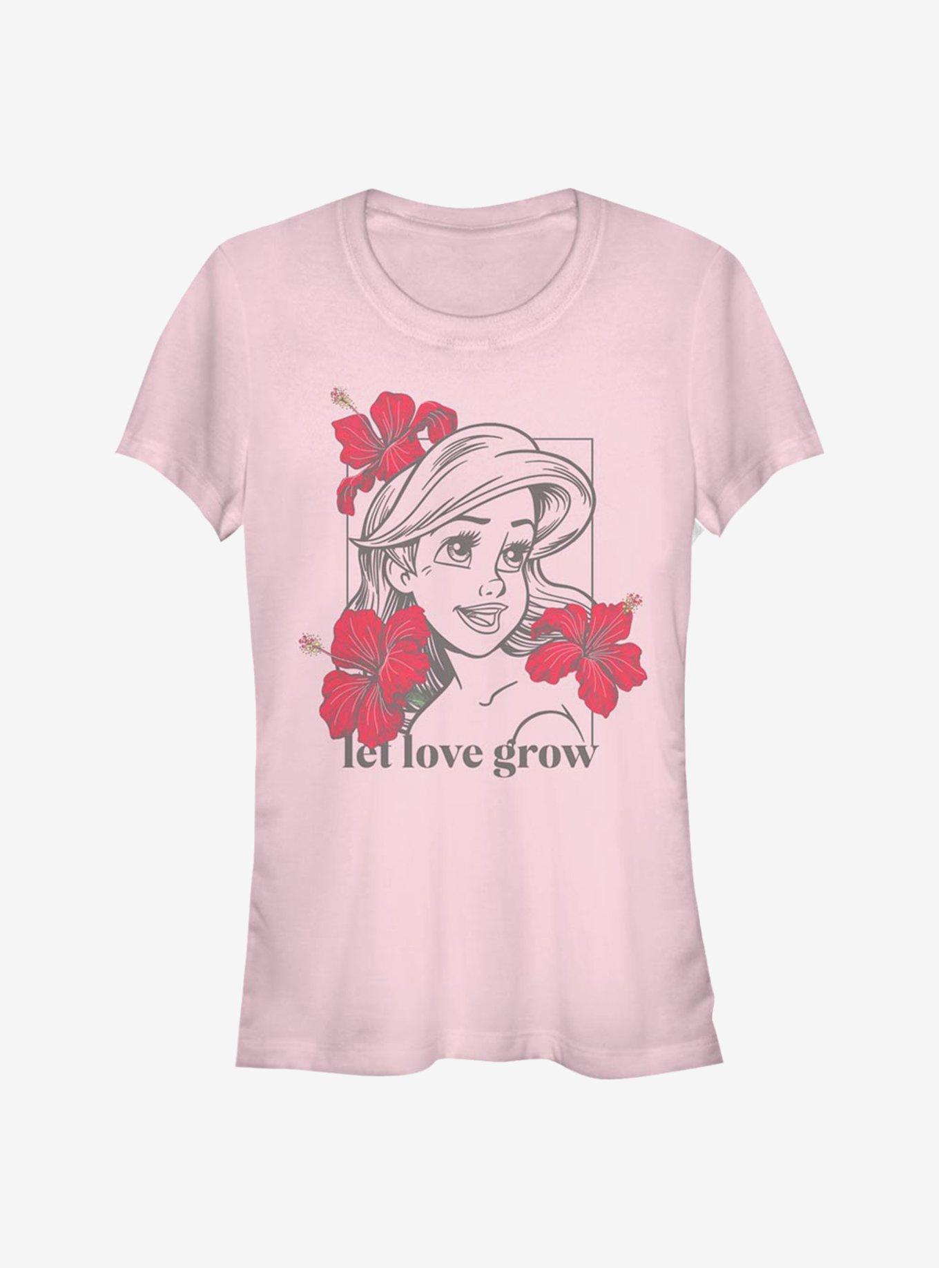 Disney The Little Mermaid Ariel Floral Girls T-Shirt, LIGHT PINK, hi-res