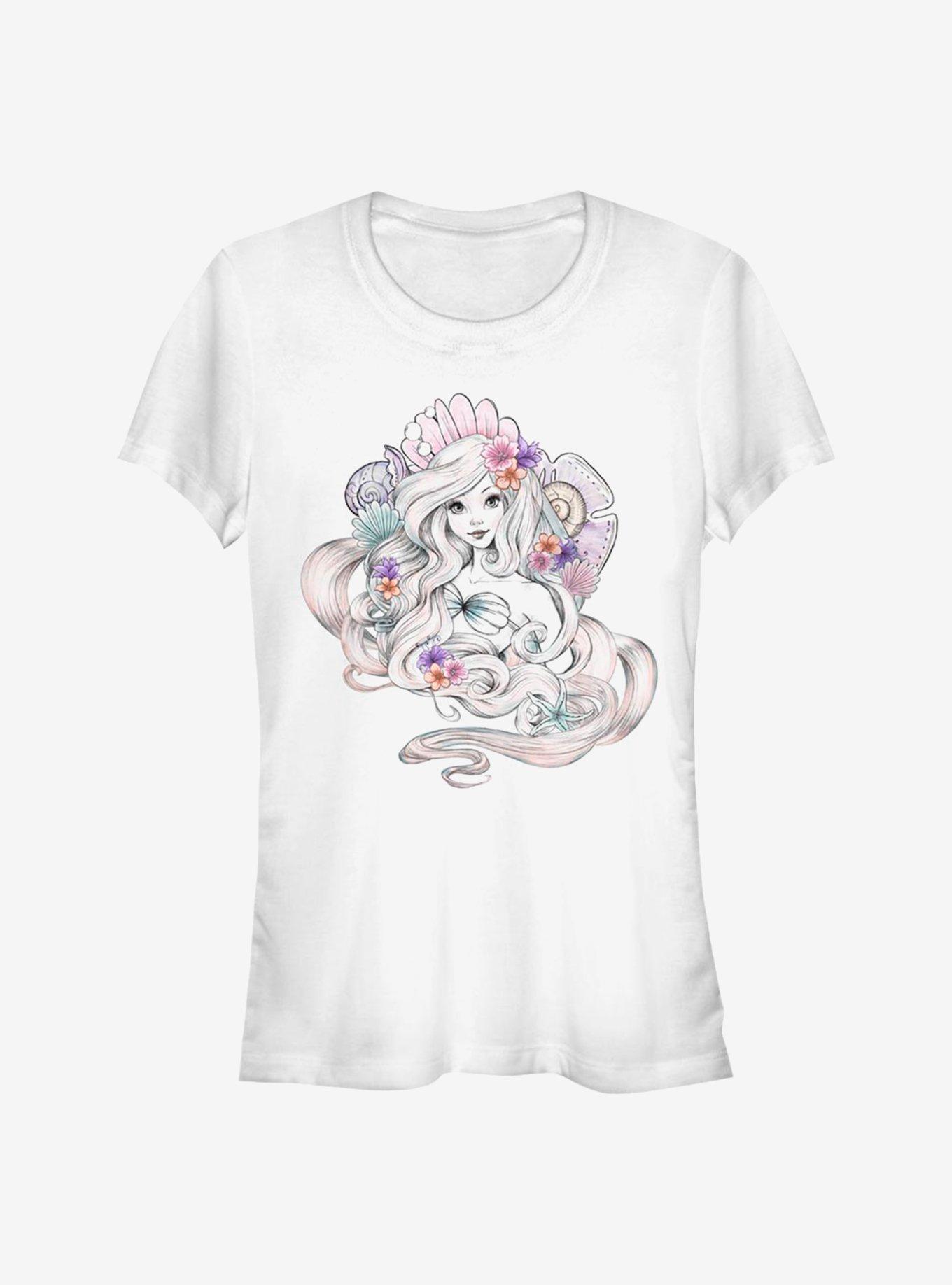 Disney The Little Mermaid Shells Girls T-Shirt, WHITE, hi-res