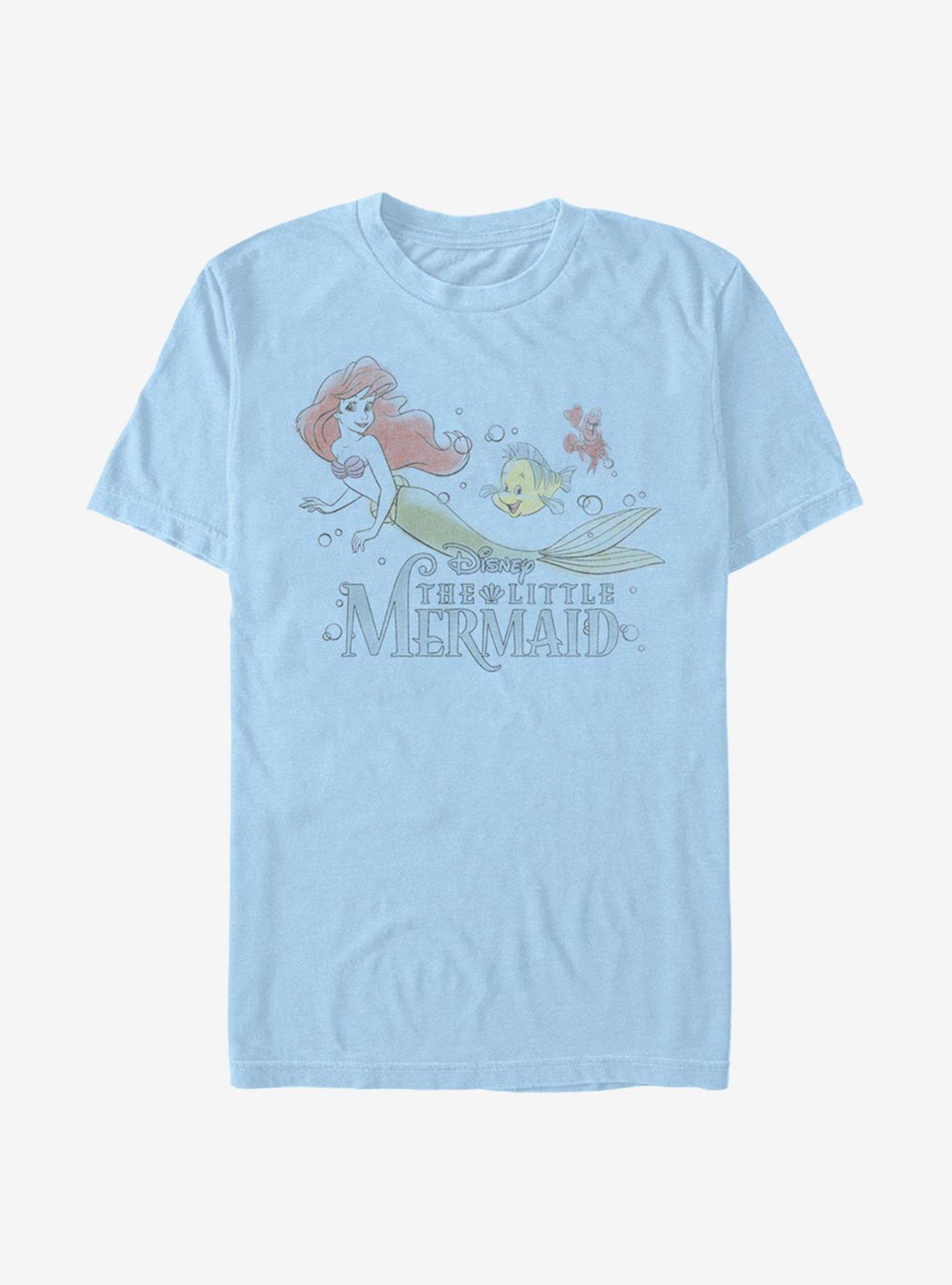 Disney The Little Mermaid Watercolor Fade Ariel T-Shirt, LT BLUE, hi-res