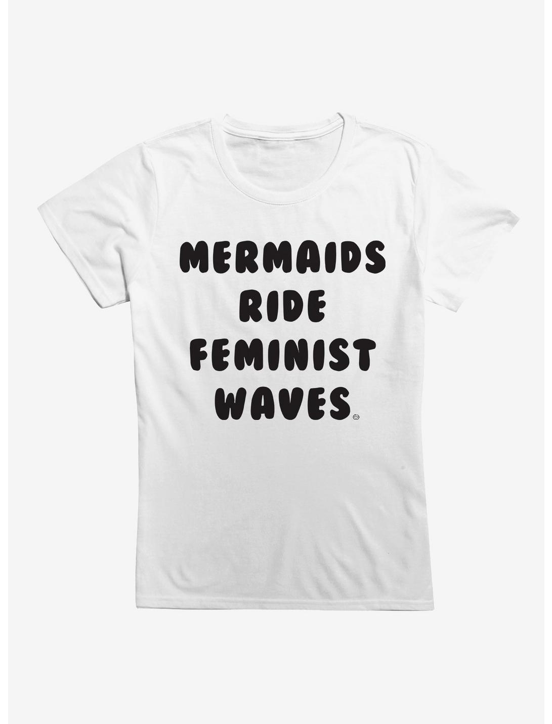Mermaids Ride Waves Womens T-Shirt, WHITE, hi-res