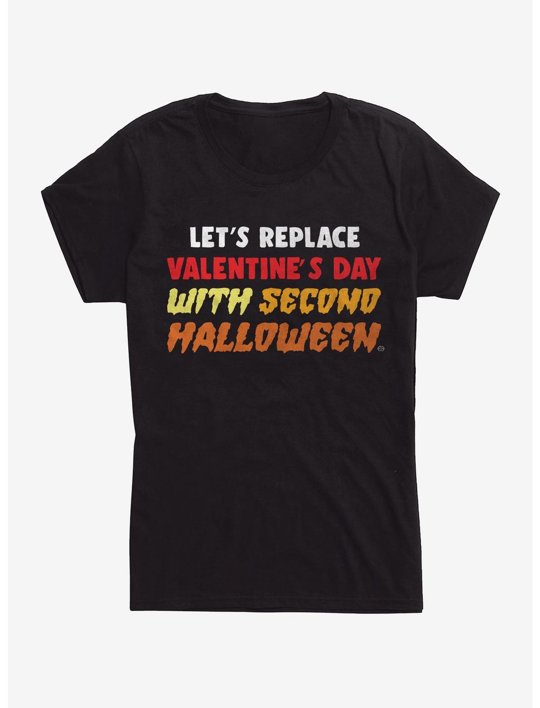 Replace Valentines Second Halloween Womens T-Shirt, BLACK, hi-res