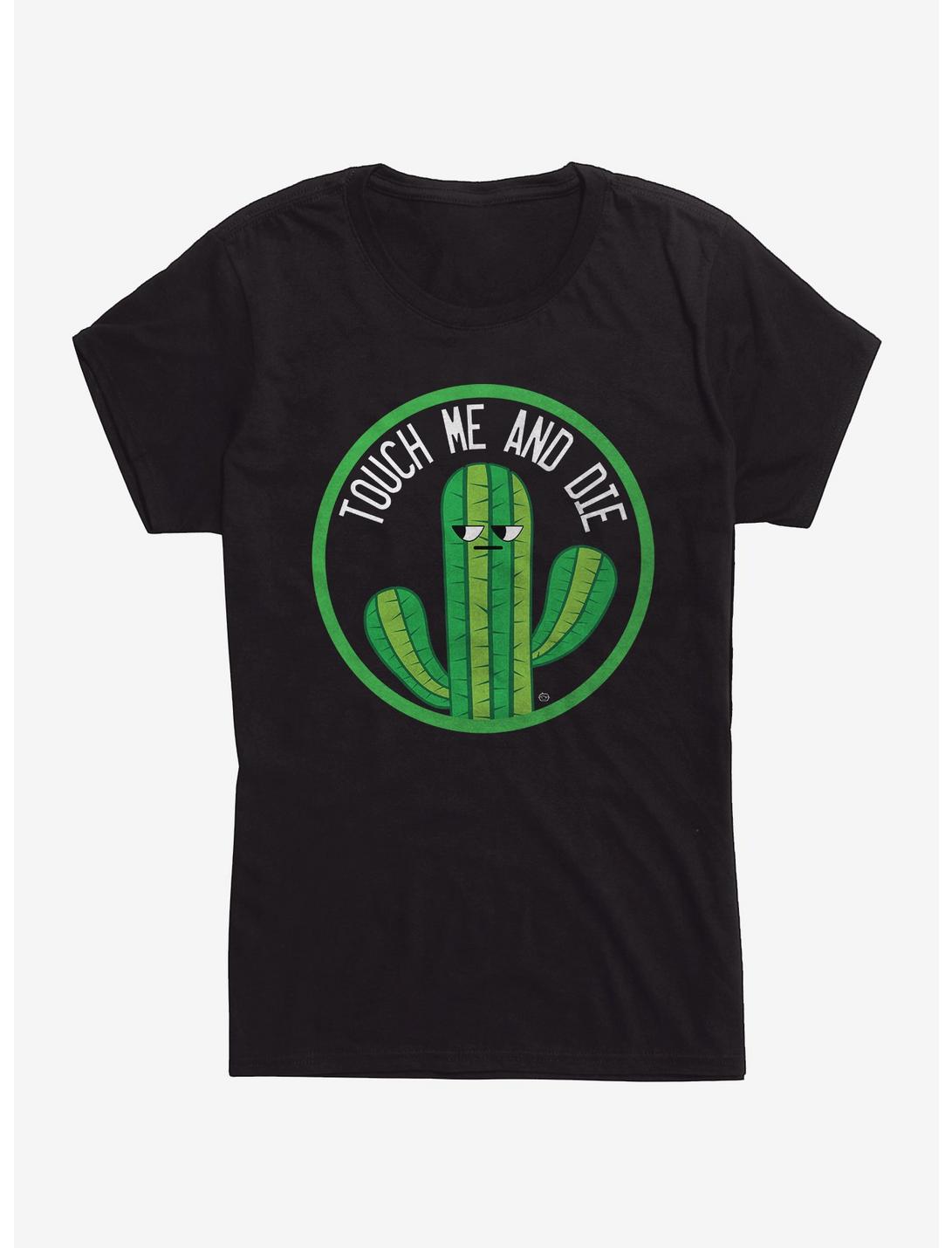 Touch Me And Die Cactus Womens T-Shirt, BLACK, hi-res