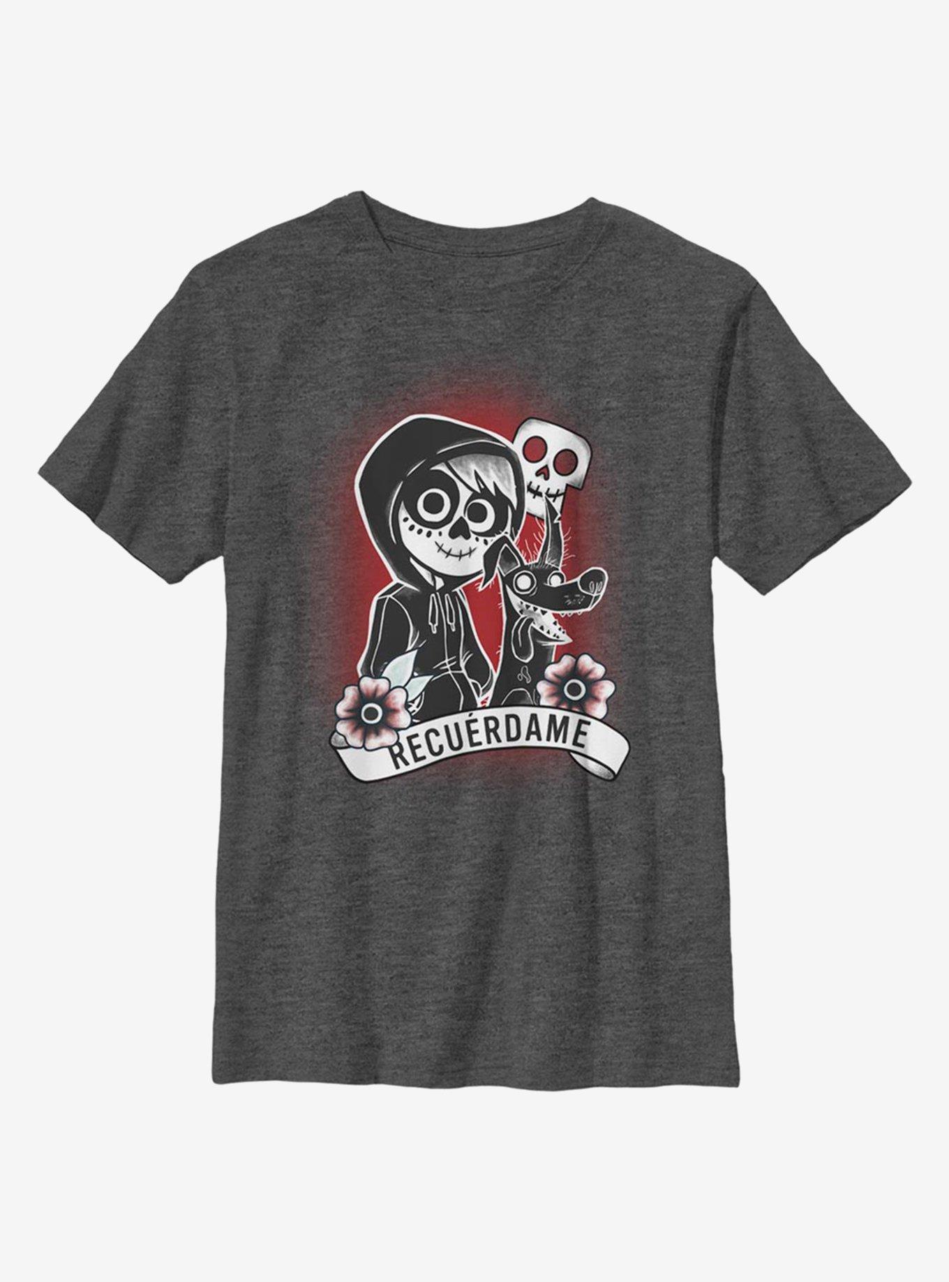Disney Pixar Coco Recuerdame Tattoo Youth T-Shirt, CHAR HTR, hi-res