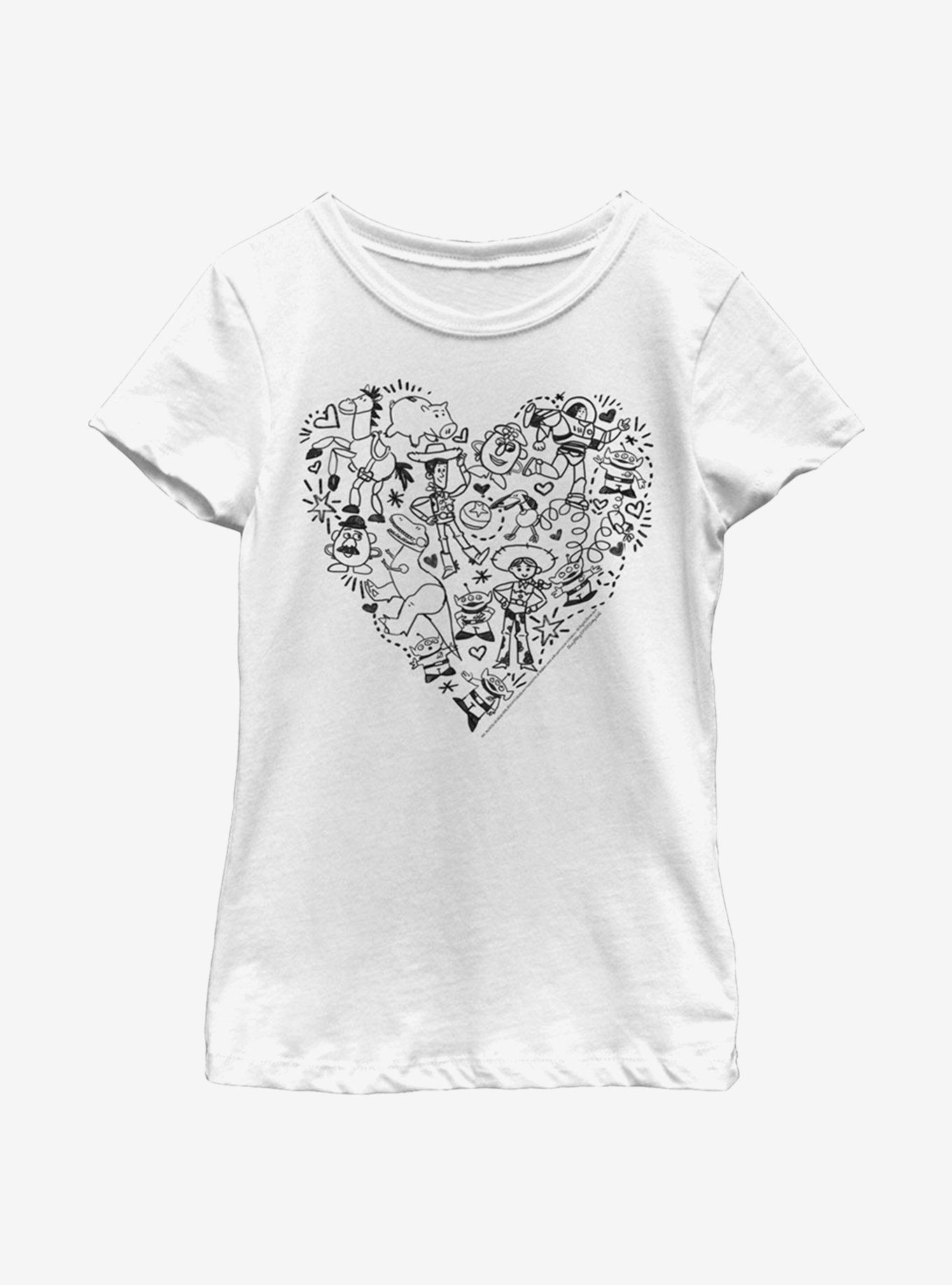 Disney Pixar Toy Story Group Doodle Heart Youth Girls T-Shirt, , hi-res