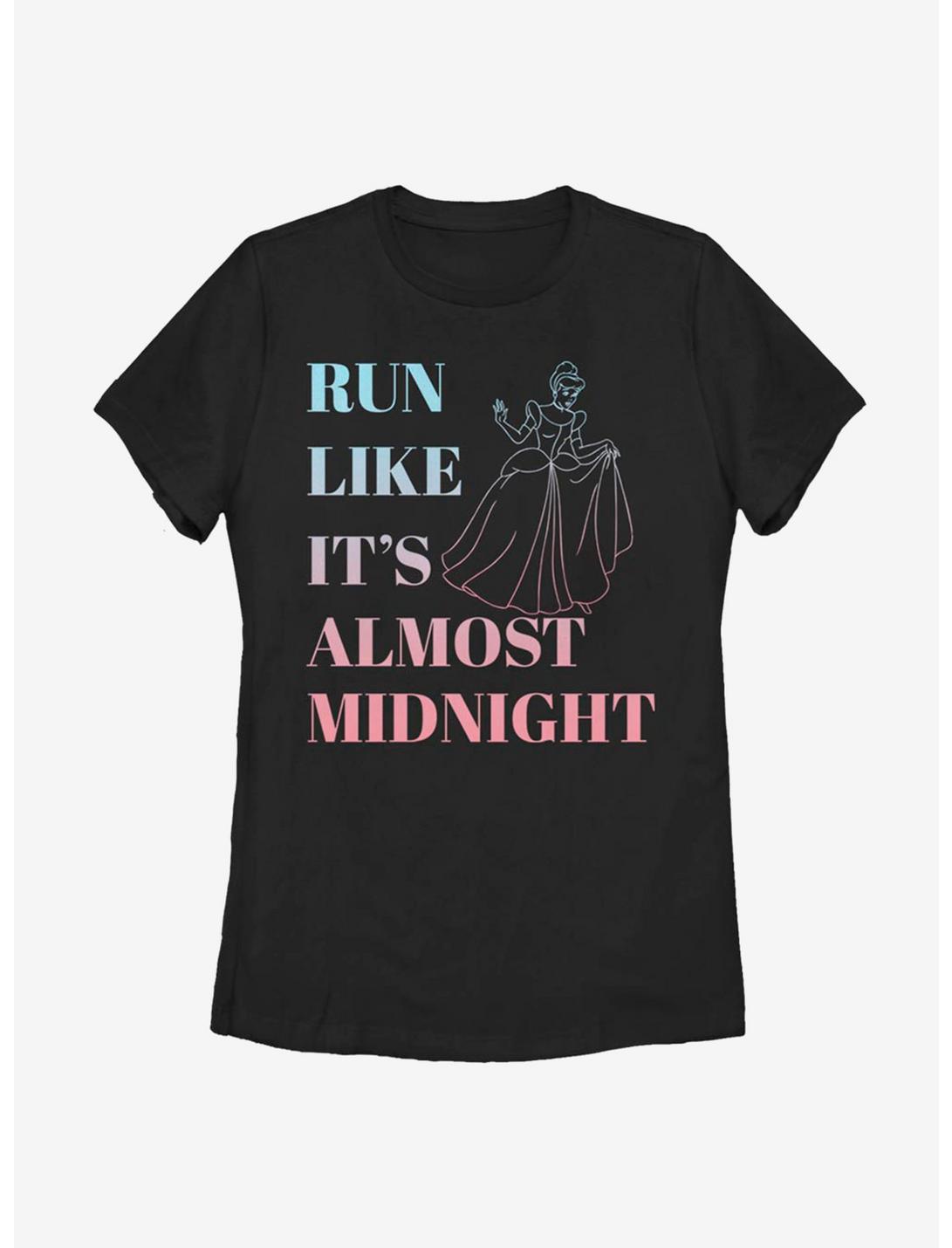 Disney Cinderella Run Like It's Almost Midnight Womens T-Shirt, BLACK, hi-res