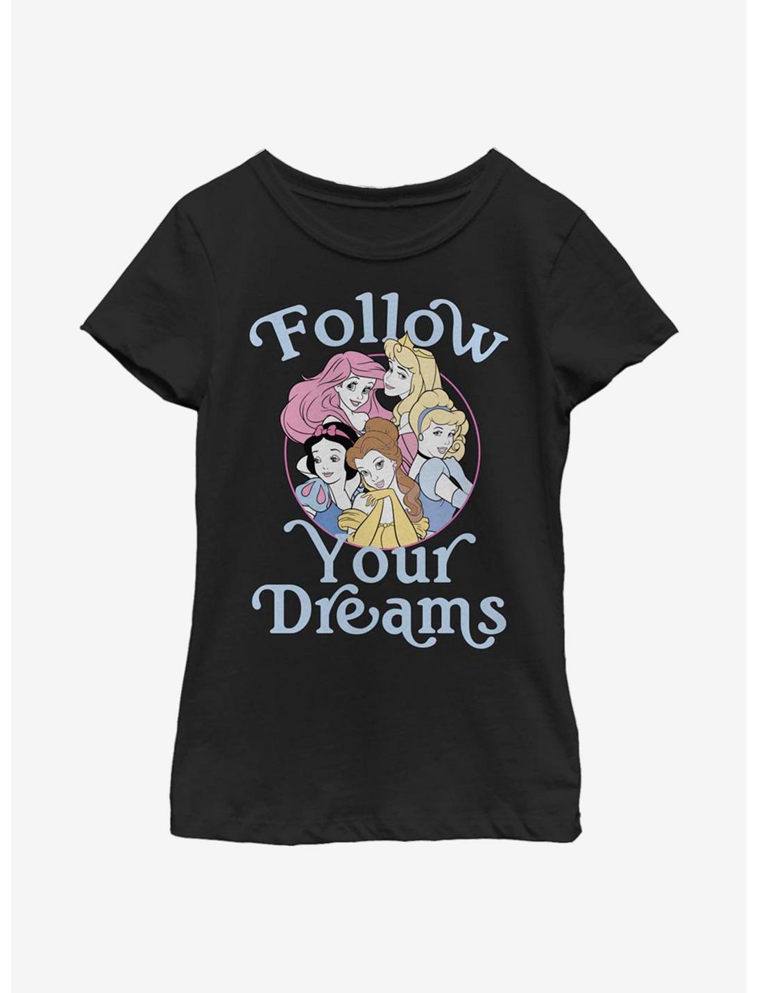 Disney Princesses Follow Your Dreams Youth Girls T-Shirt, BLACK, hi-res