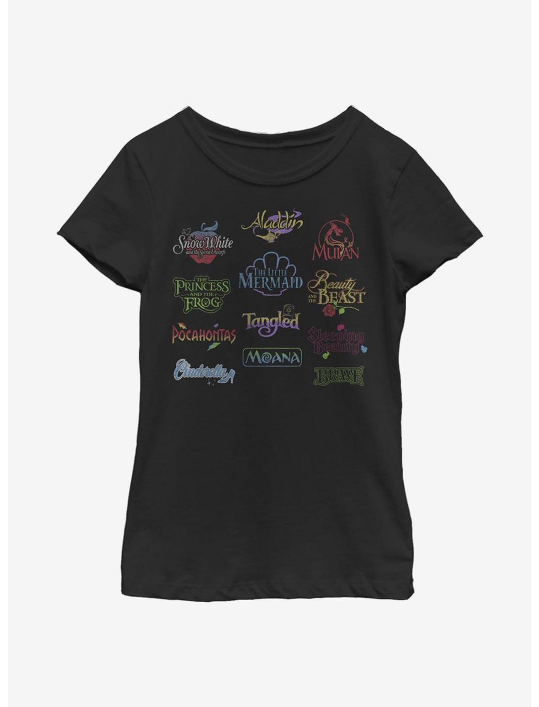 Disney Princesses Disney Princess Titles Youth Girls T-Shirt, BLACK, hi-res