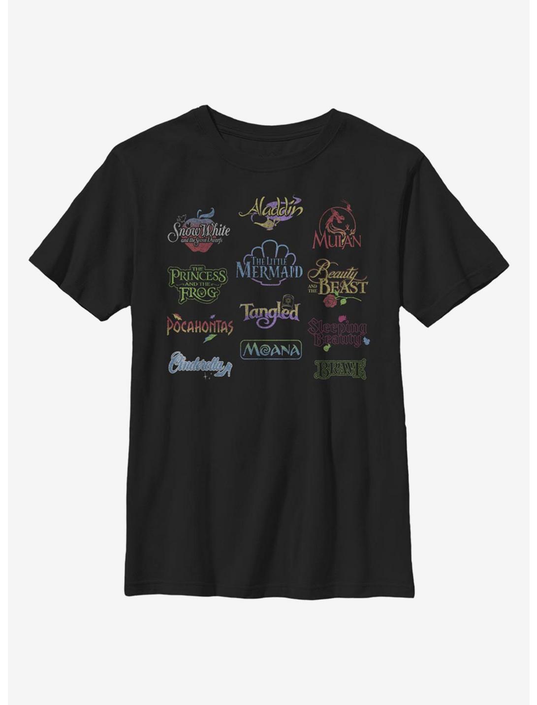 Disney Princesses Disney Princess Titles Youth T-Shirt, BLACK, hi-res