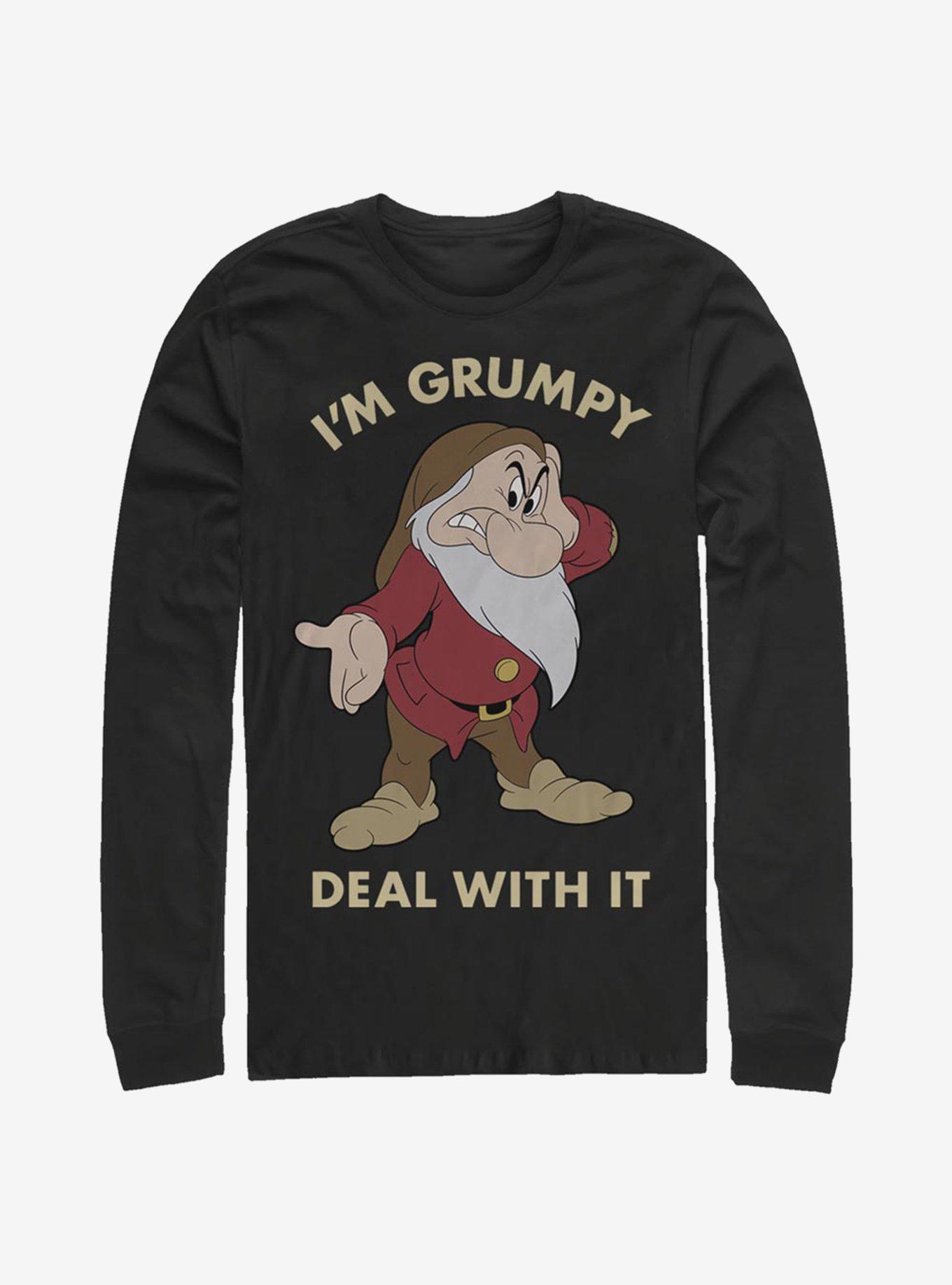 Disney Snow White And The Seven Dwarfs Grumpy Deal Long-Sleeve T-Shirt, BLACK, hi-res