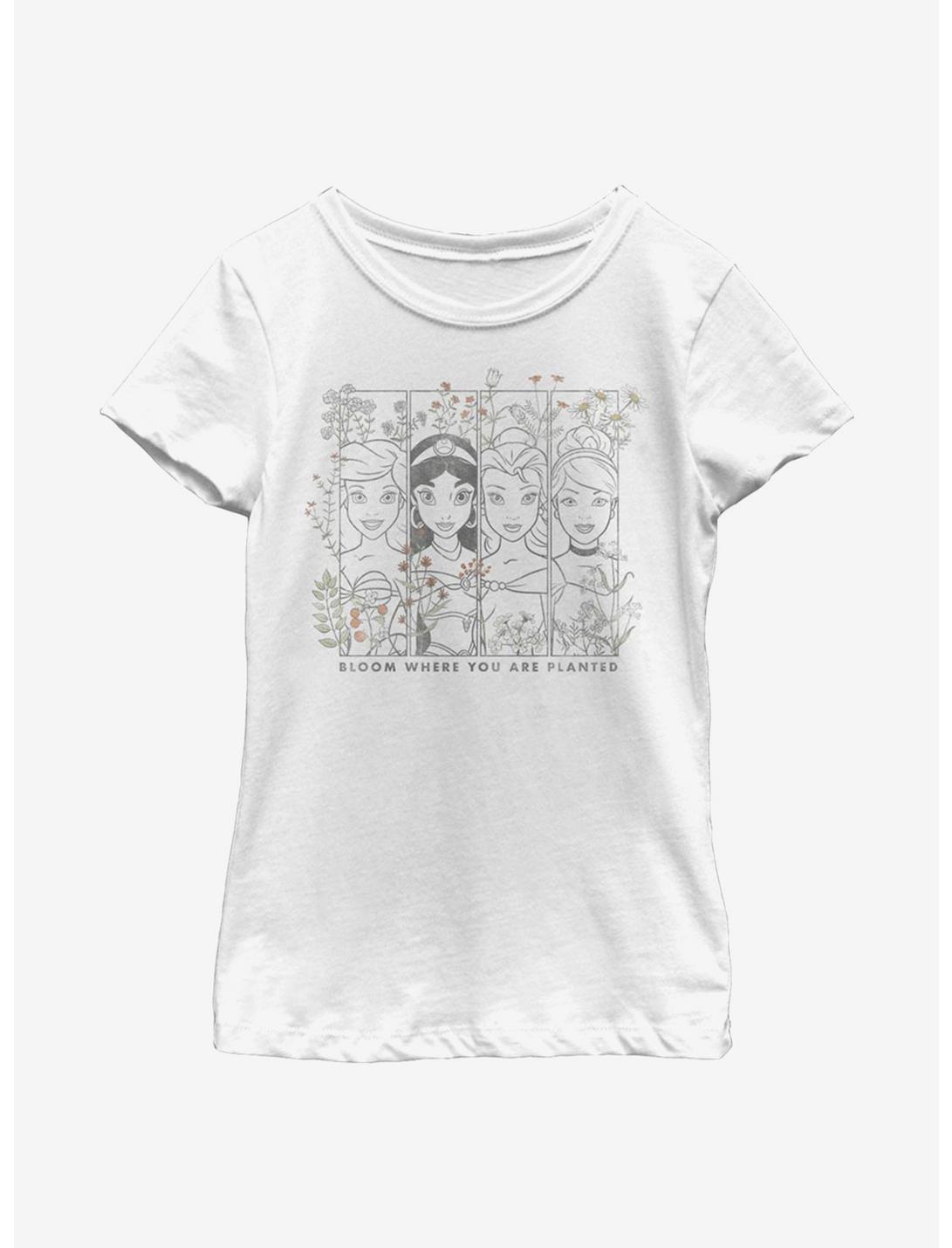Disney Princesses Floral Youth Girls T-Shirt, WHITE, hi-res