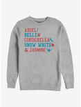Disney Princesses Americana Stacked Names Sweatshirt, ATH HTR, hi-res