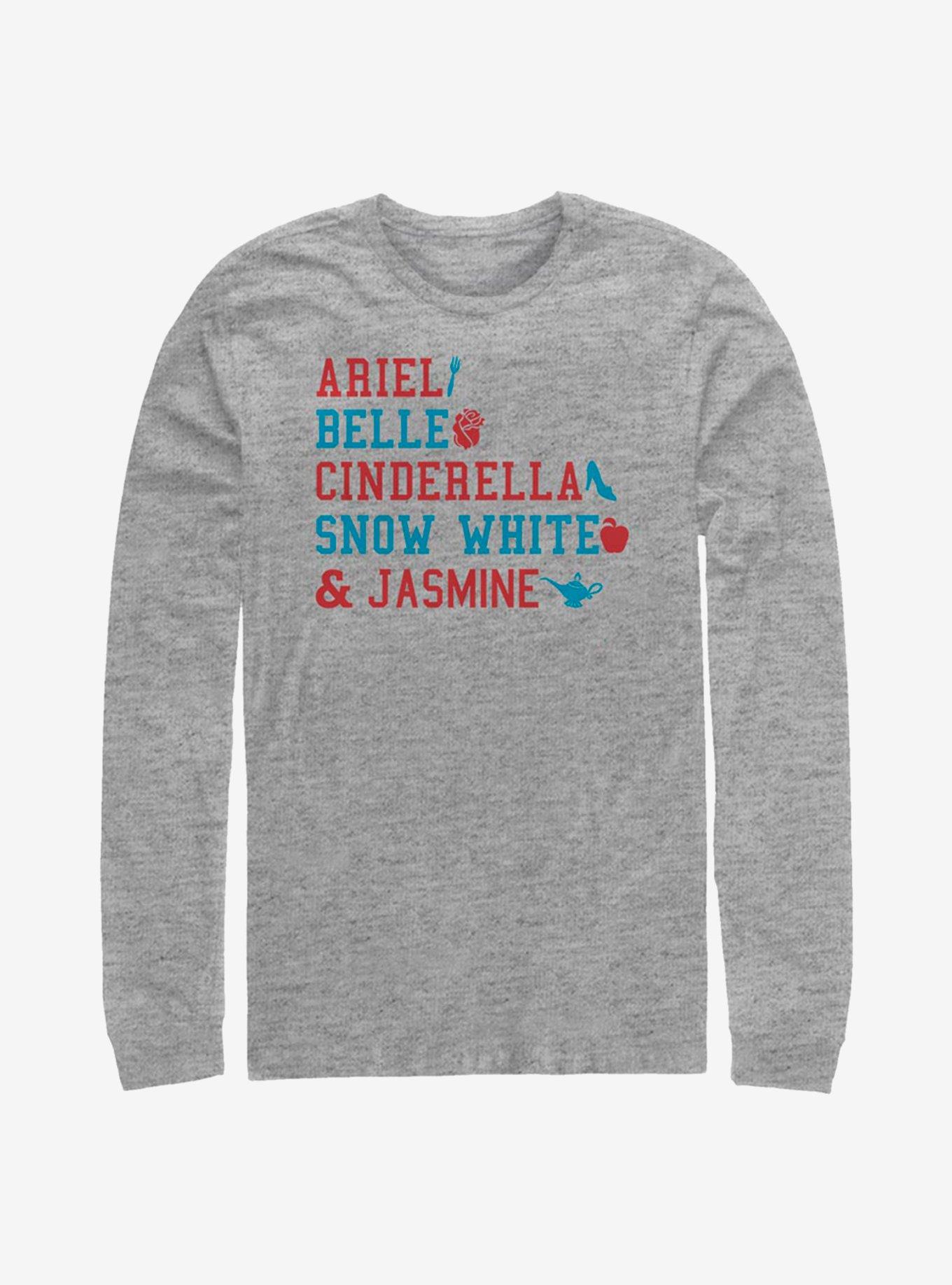 Disney Princesses Americana Stacked Names Long-Sleeve T-Shirt, , hi-res