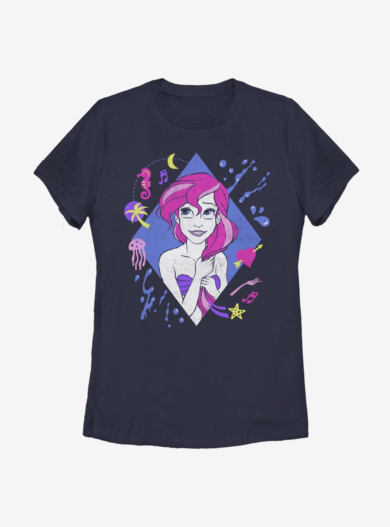 Disney The Little Mermaid 90s Ariel Womens T-Shirt, NAVY, hi-res