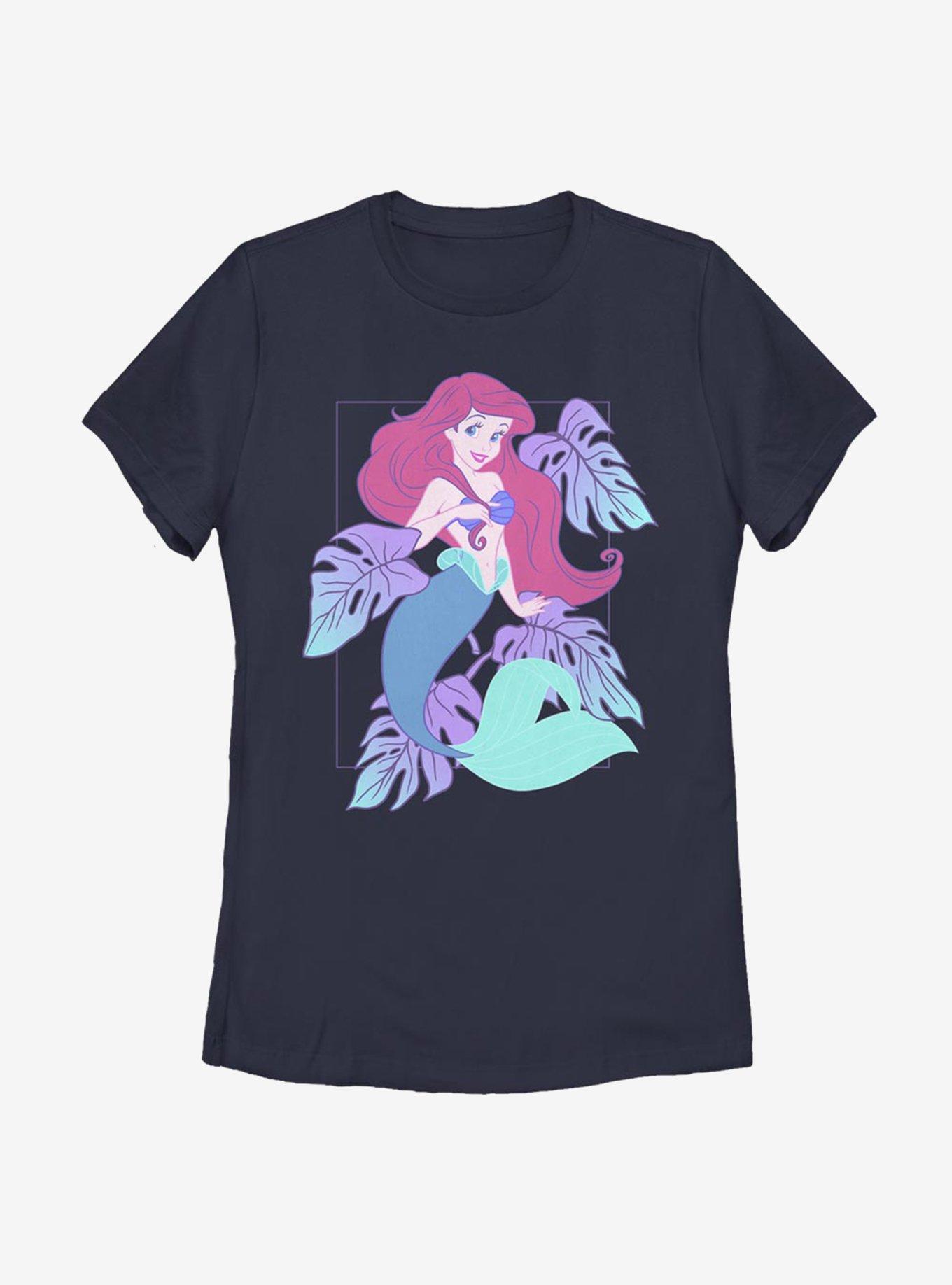 Disney The Little Mermaid Pastel Gold Ariel Womens T-Shirt, NAVY, hi-res