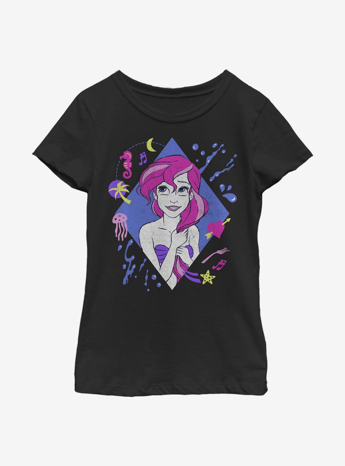 Disney The Little Mermaid 90s Ariel Youth Girls T-Shirt, BLACK, hi-res