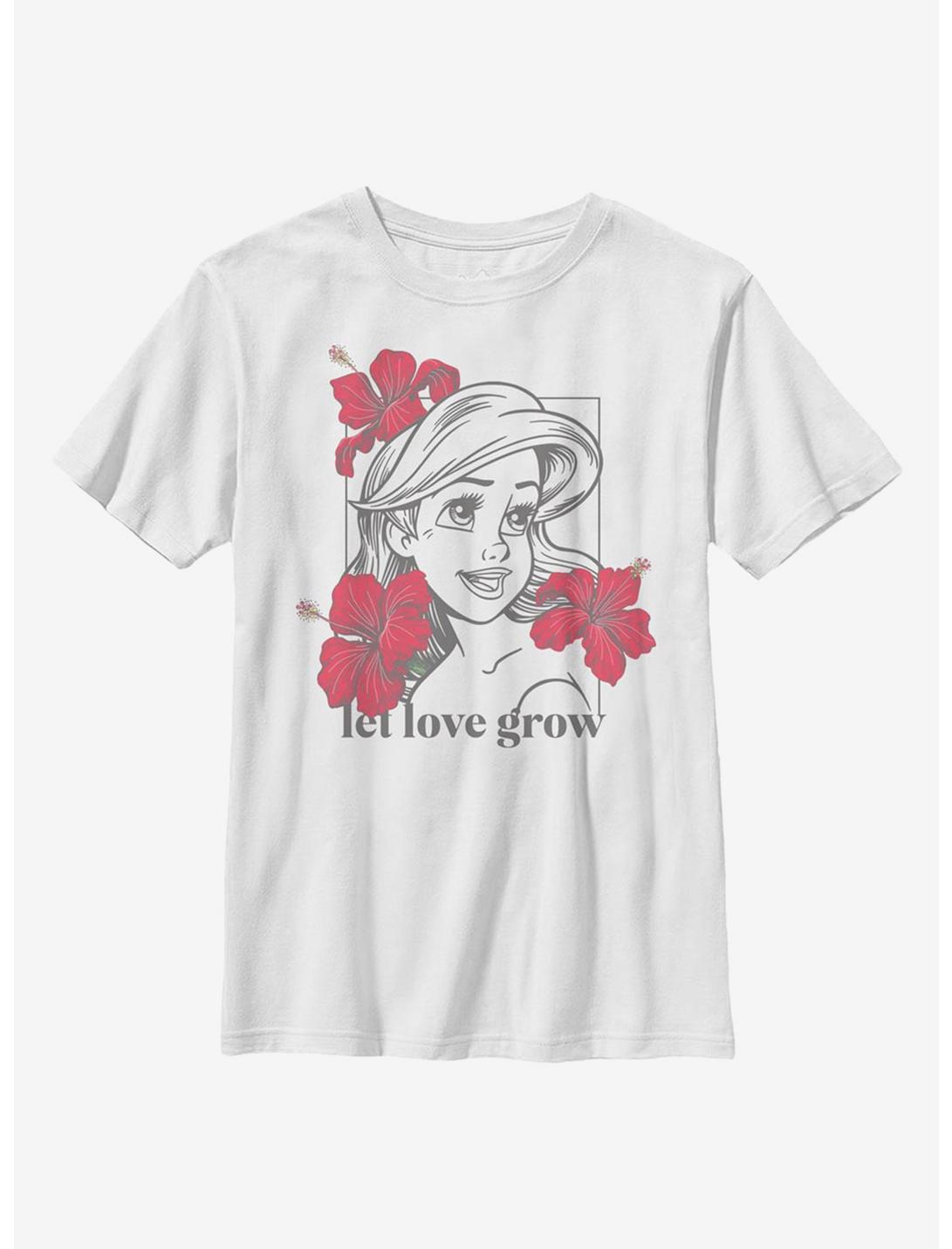 Disney The Little Mermaid Ariel Floral Youth T-Shirt, WHITE, hi-res