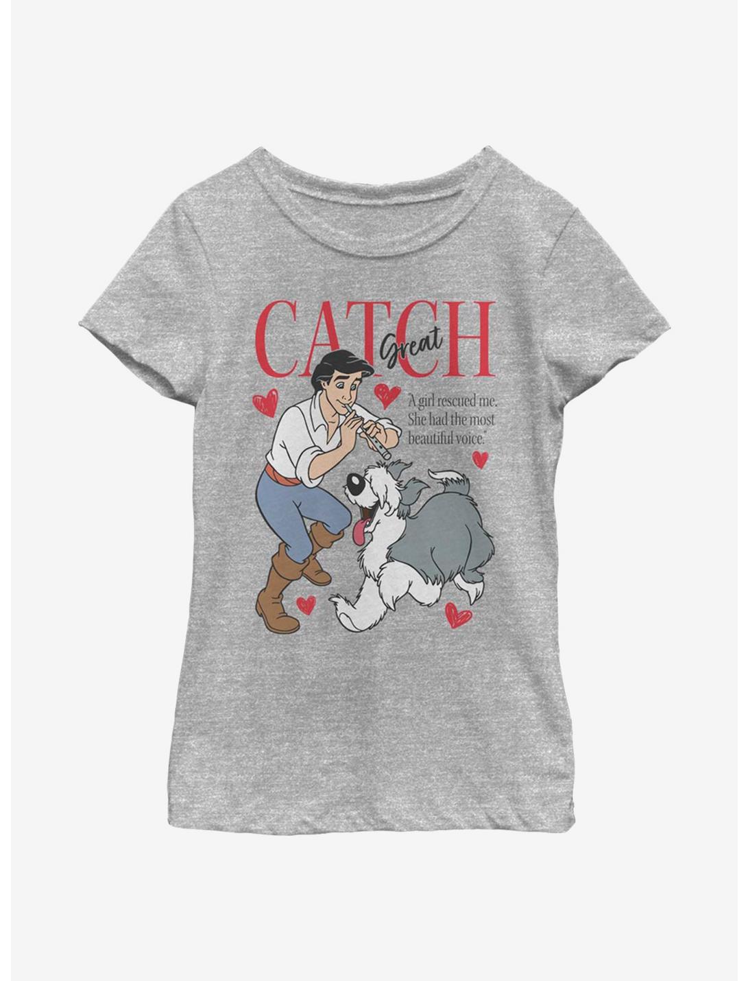 Disney The Little Mermaid Great Catch Youth Girls T-Shirt, ATH HTR, hi-res