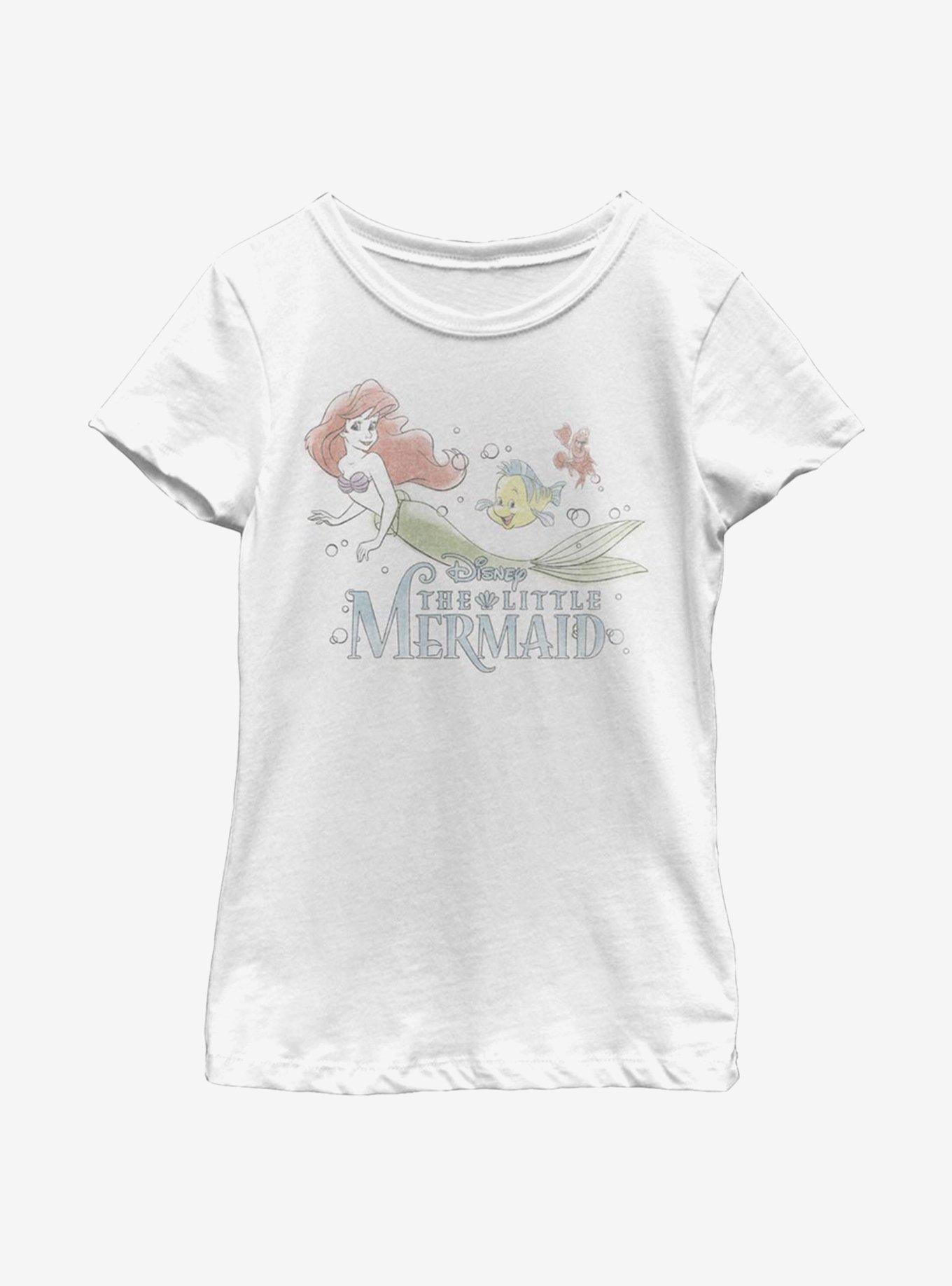Disney The Little Mermaid Watercolor Fade Ariel Youth Girls T-Shirt, , hi-res