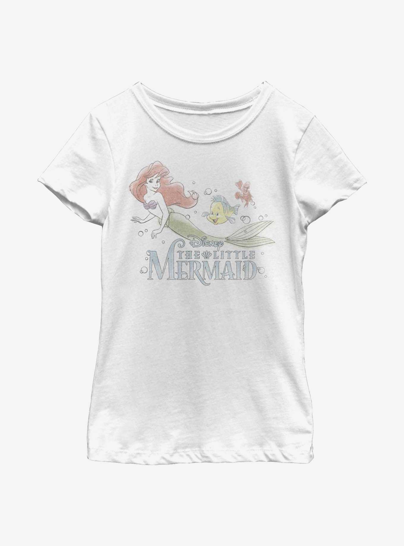 Disney The Little Mermaid Watercolor Fade Ariel Youth Girls T-Shirt, , hi-res