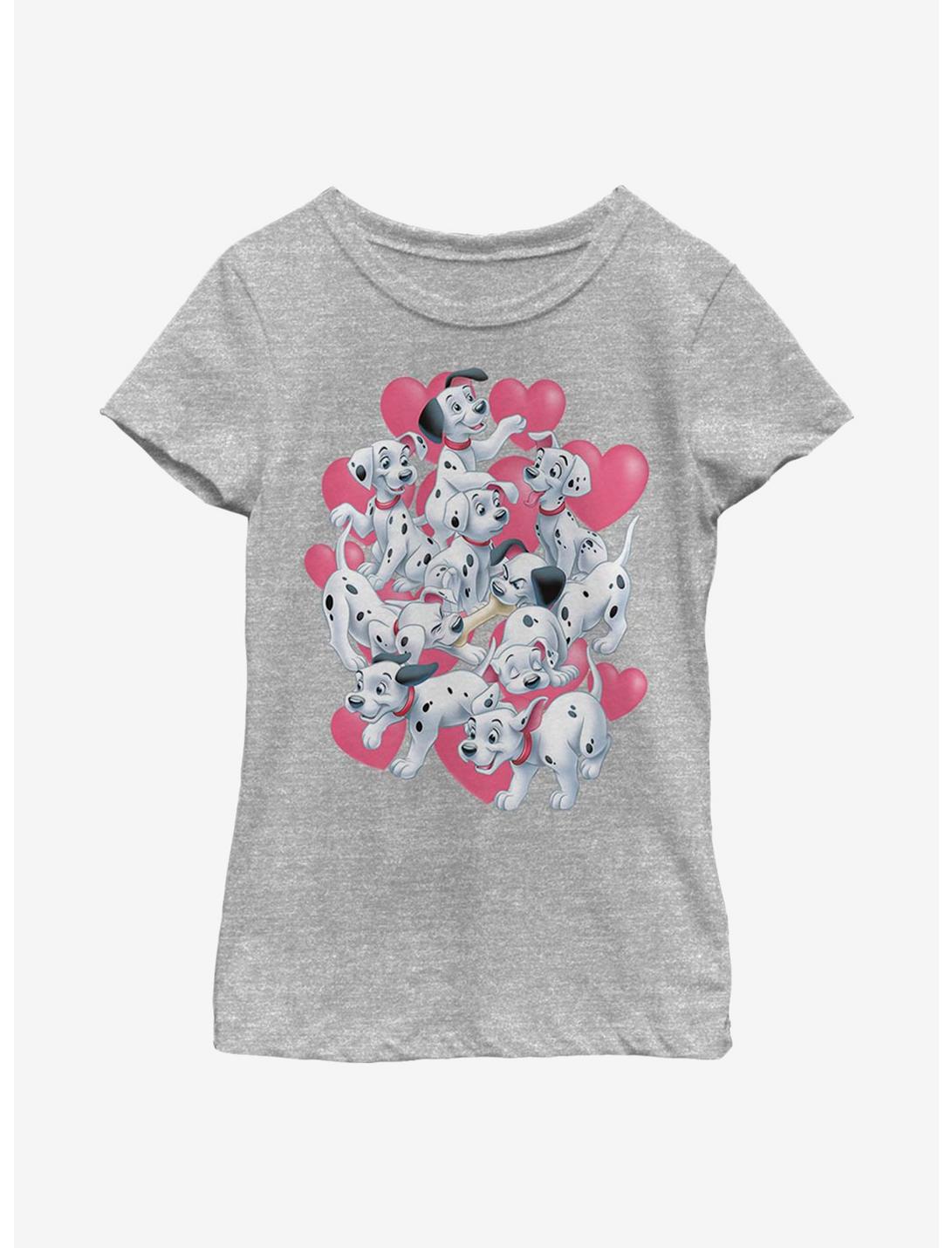 Disney 101 Dalmatians Dalmatian Group Valentines Youth Girls T-Shirt, ATH HTR, hi-res