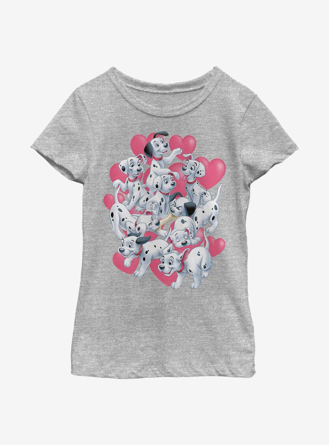 Disney 101 Dalmatians Dalmatian Group Valentines Youth Girls T-Shirt, ATH HTR, hi-res