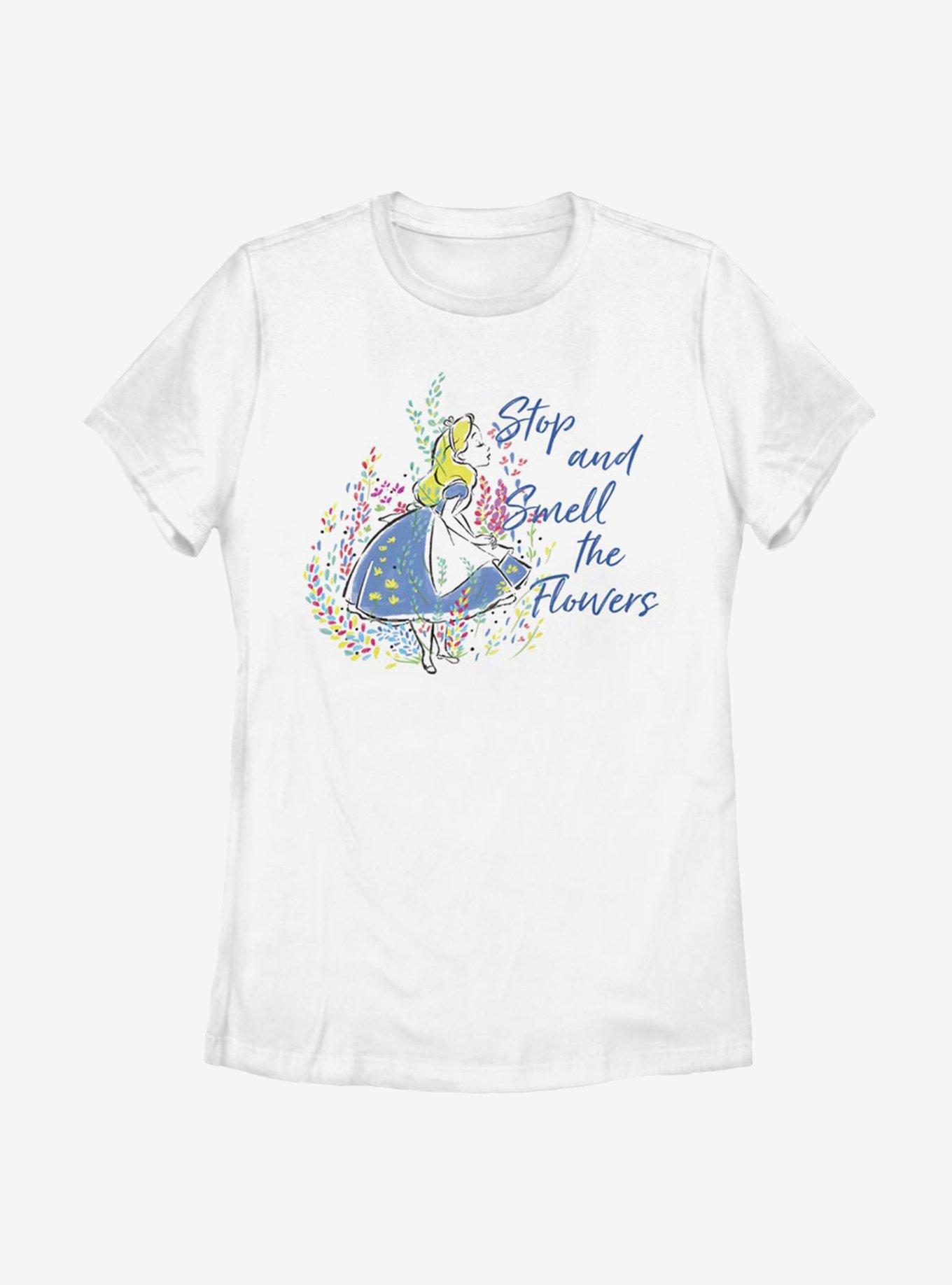 Disney Alice In Wonderland Smell The Flowers Womens T-Shirt, , hi-res