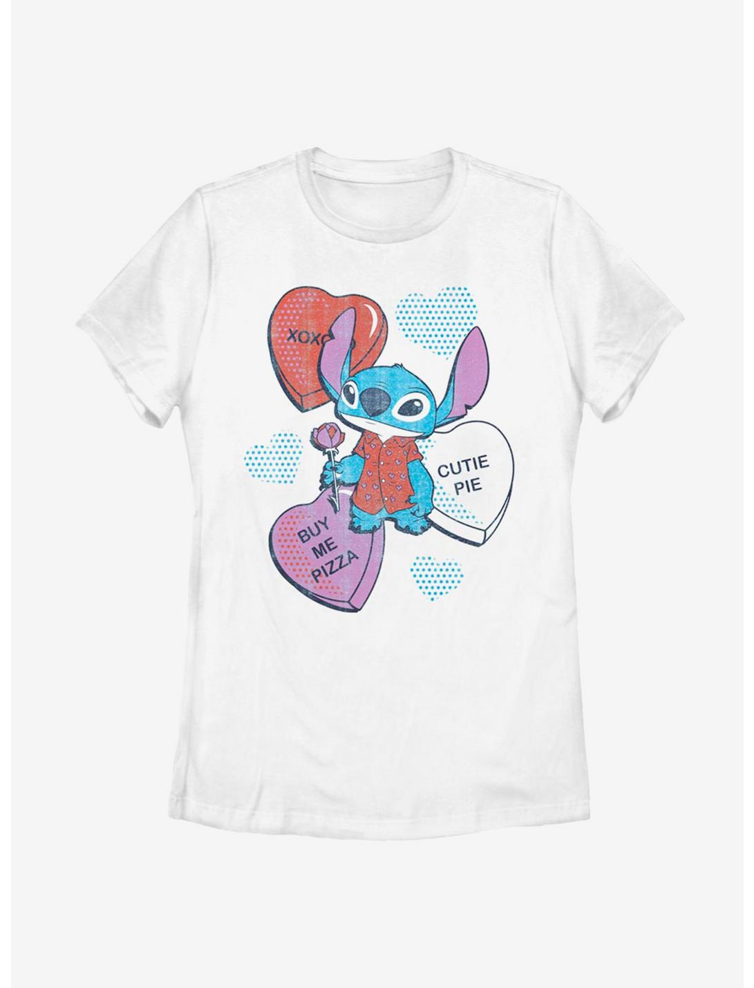 Disney Lilo And Stitch Heart Pizza Womens T-Shirt, WHITE, hi-res