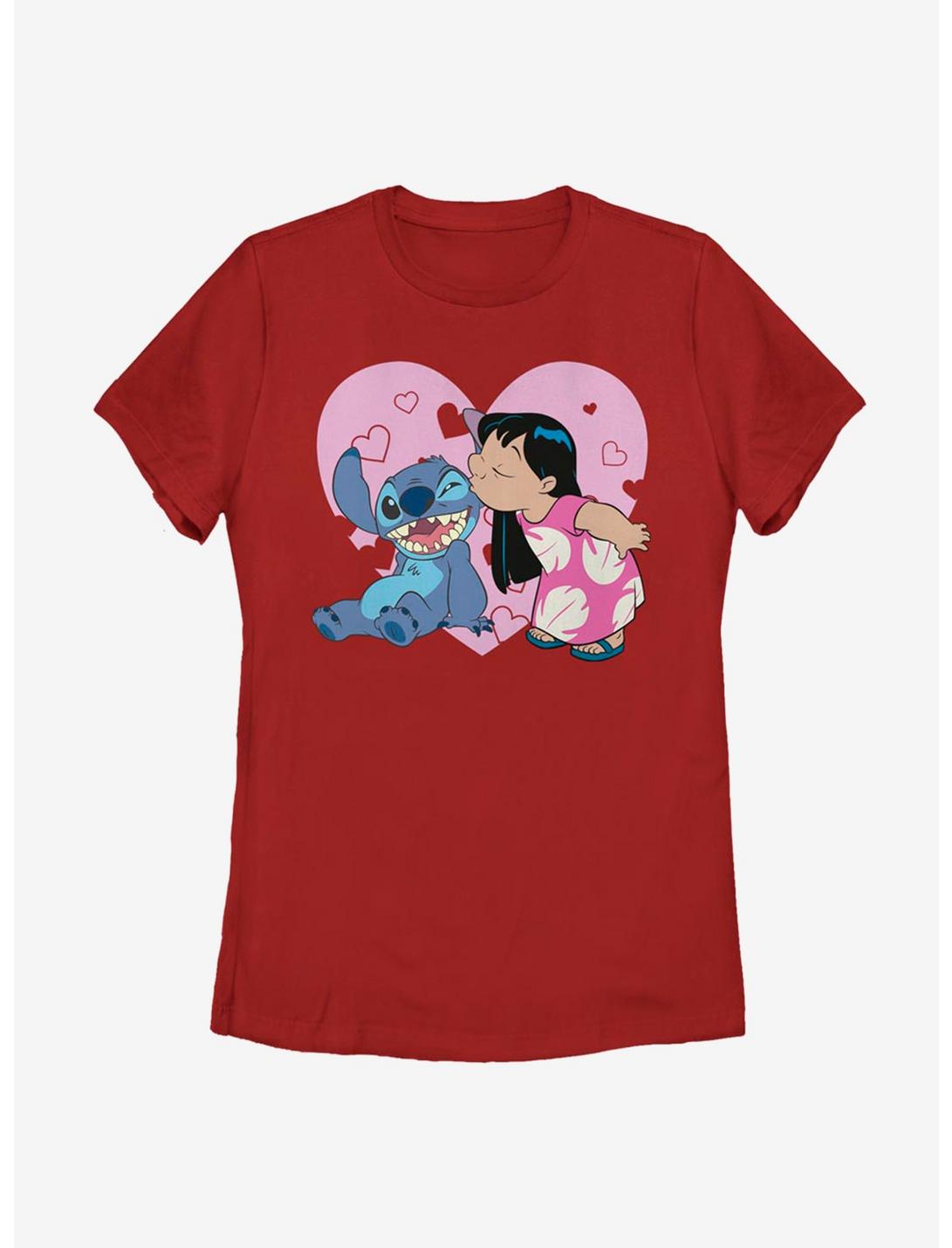 Disney Lilo And Stitch Lilo And Valentines Kisses Womens T-Shirt, RED, hi-res