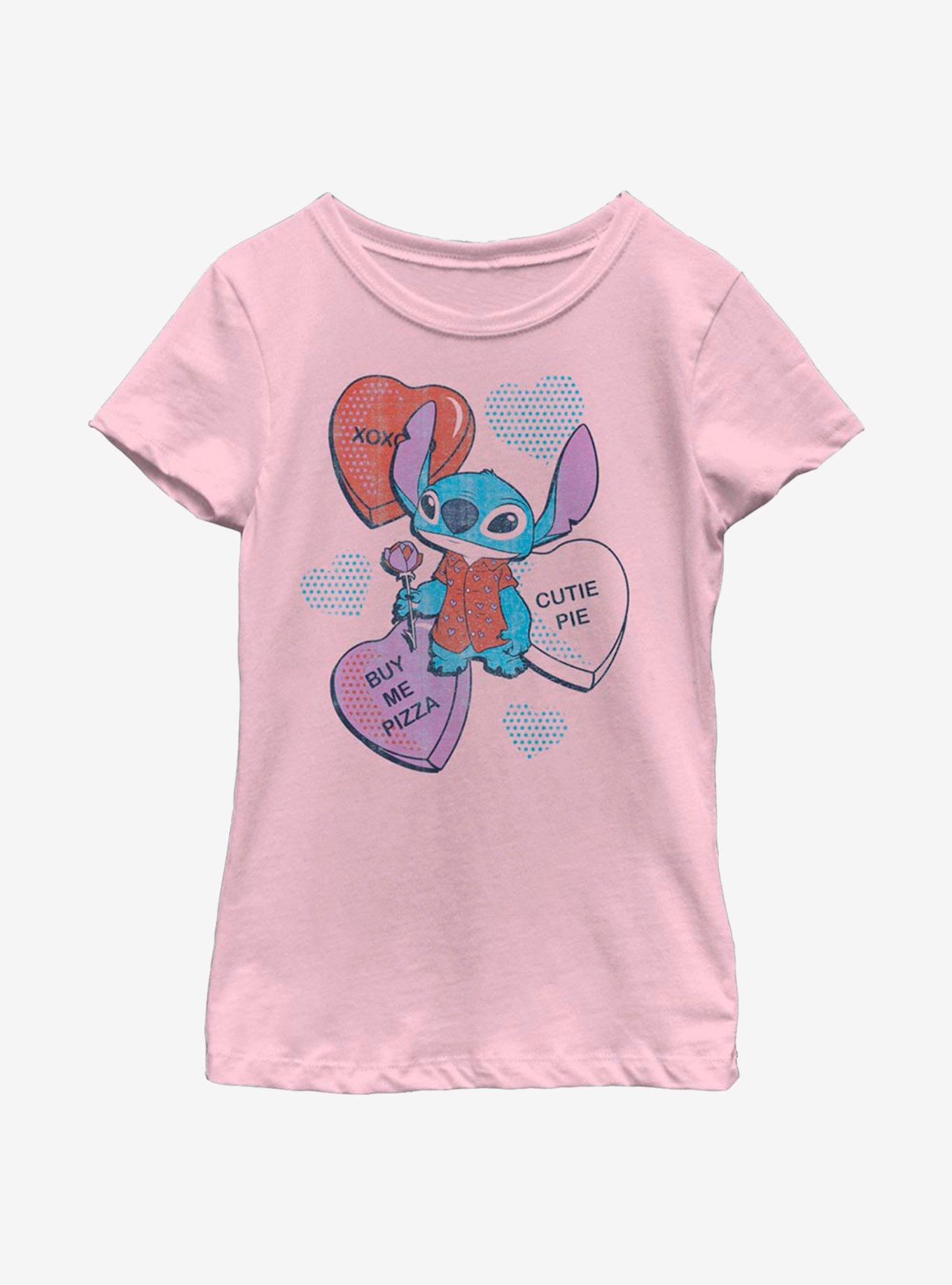 Disney Lilo And Stitch Heart Pizza Youth Girls T-Shirt, , hi-res
