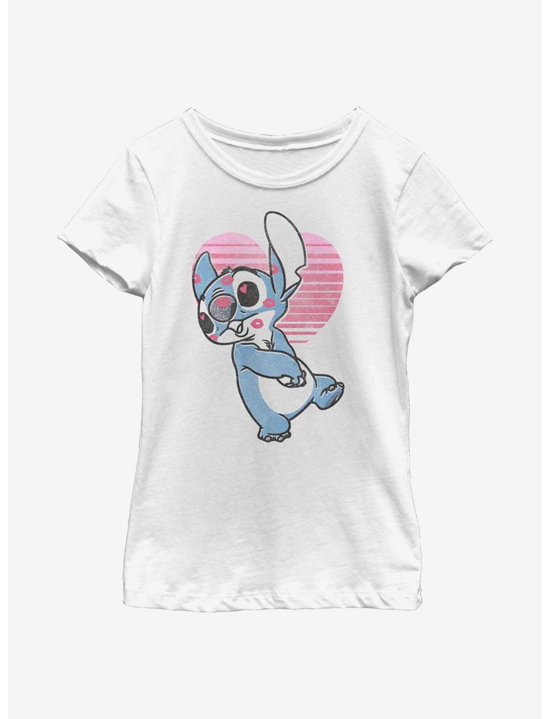 Disney Lilo And Stitch Kissy Faced Youth Girls T-Shirt, WHITE, hi-res