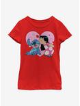 Disney Lilo And Stitch Lilo And Valentines Kisses Youth Girls T-Shirt, RED, hi-res
