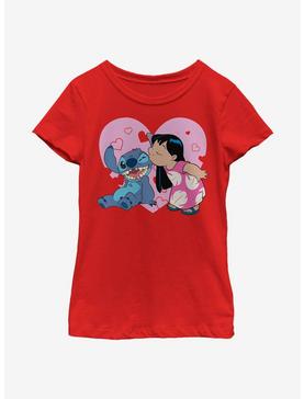Disney Lilo And Stitch Lilo And Valentines Kisses Youth Girls T-Shirt, , hi-res
