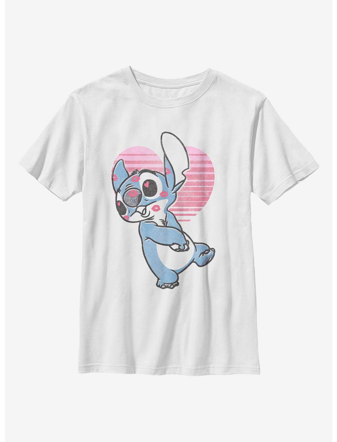 Disney Lilo And Stitch Kissy Faced Youth T-Shirt, WHITE, hi-res