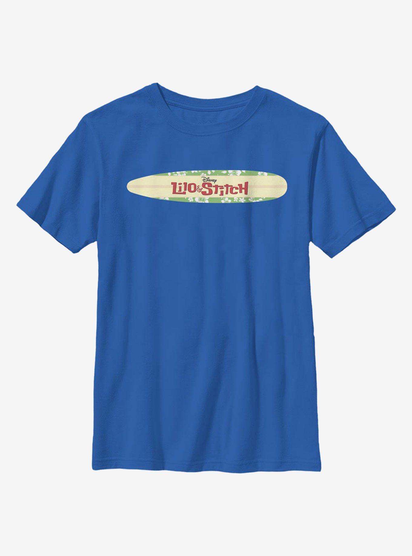 Disney Lilo And Stitch Surfboard Logo Youth T-Shirt, ROYAL, hi-res