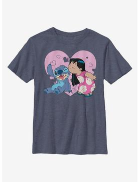 Disney Lilo And Stitch Lilo And Valentines Kisses Youth T-Shirt, , hi-res