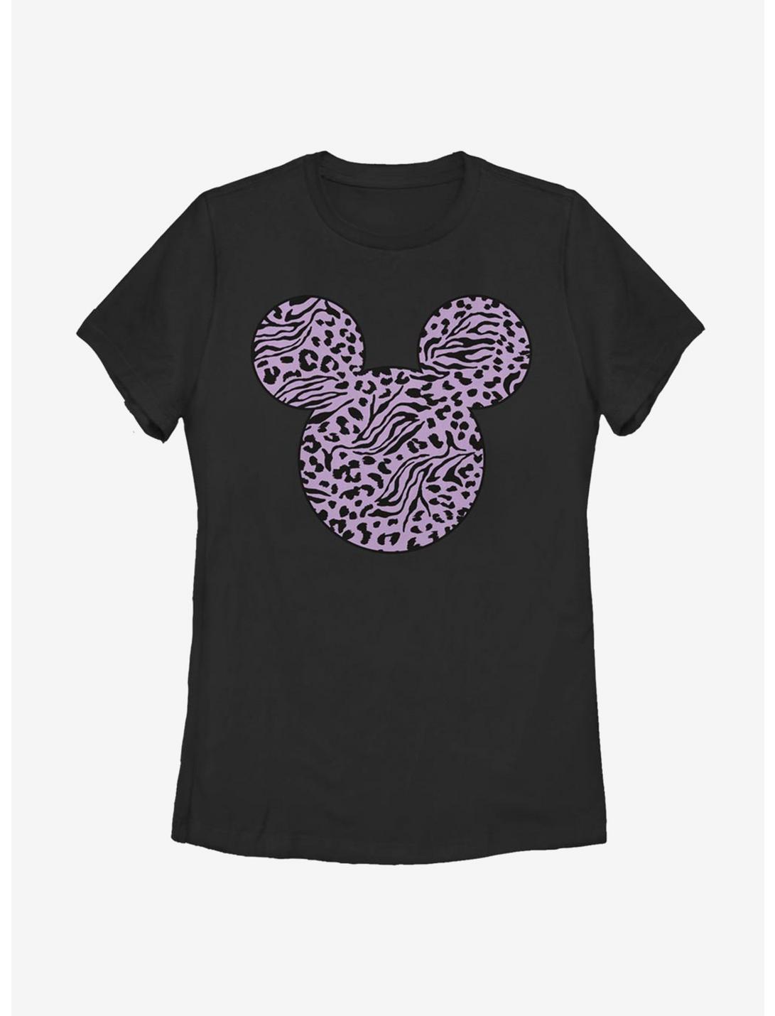 Disney Mickey Mouse Animal Print Fill Womens T-Shirt, BLACK, hi-res