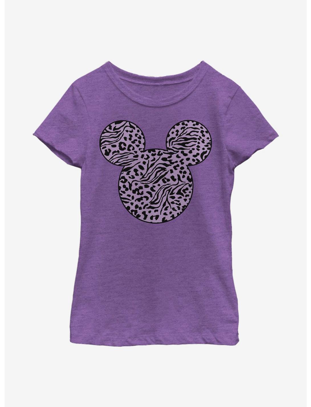 Disney Mickey Mouse Animal Print Fill Youth Girls T-Shirt, PURPLE BERRY, hi-res