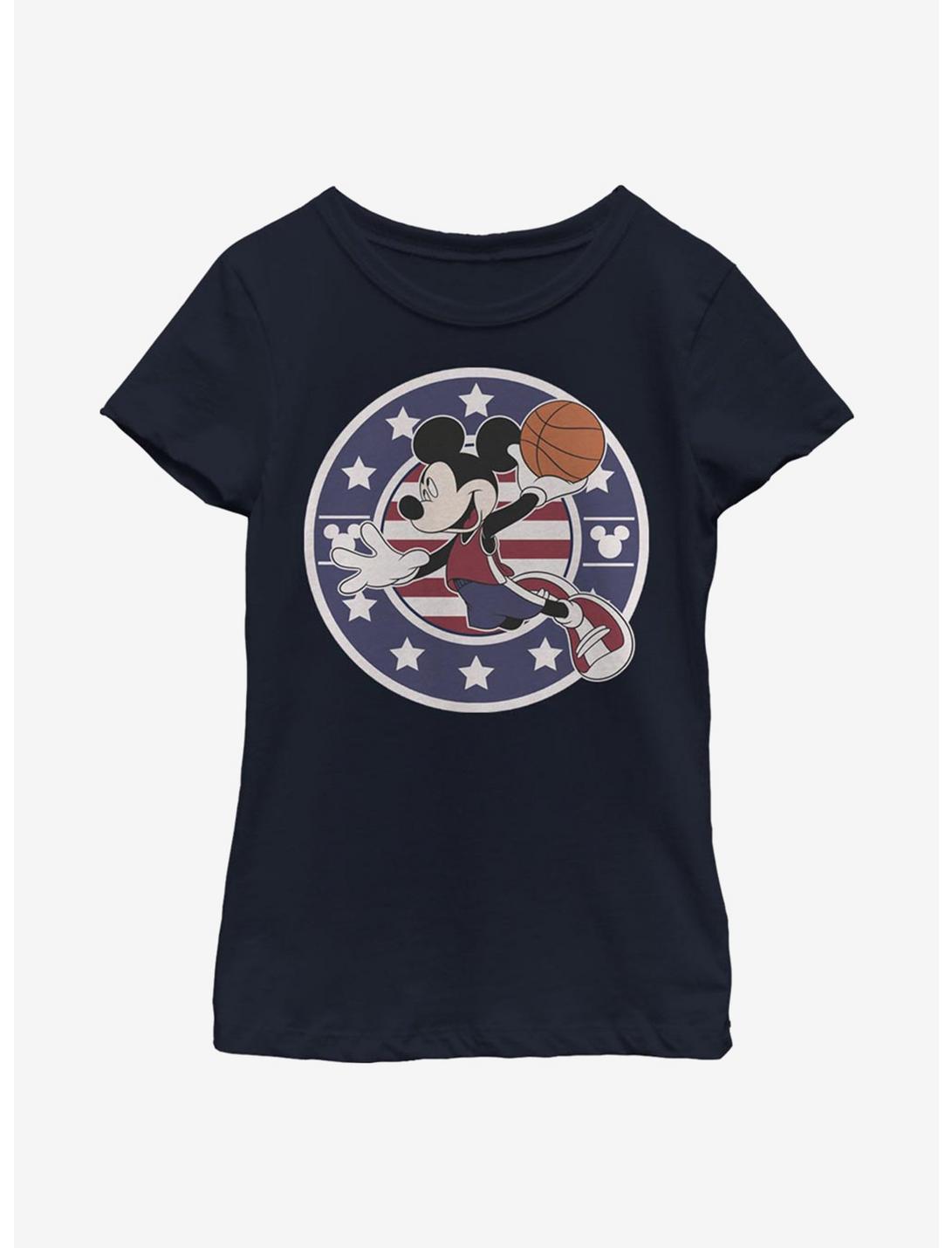 Disney Mickey Mouse B Ball Americana Youth Girls T-Shirt, NAVY, hi-res