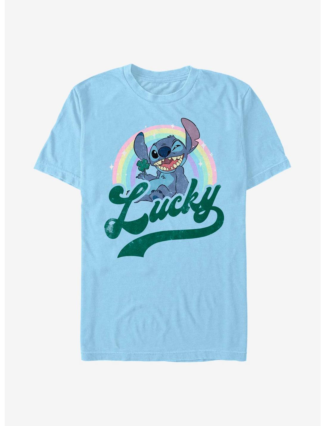 Disney Lilo And Stitch Lucky Rainbow T-Shirt, LT BLUE, hi-res