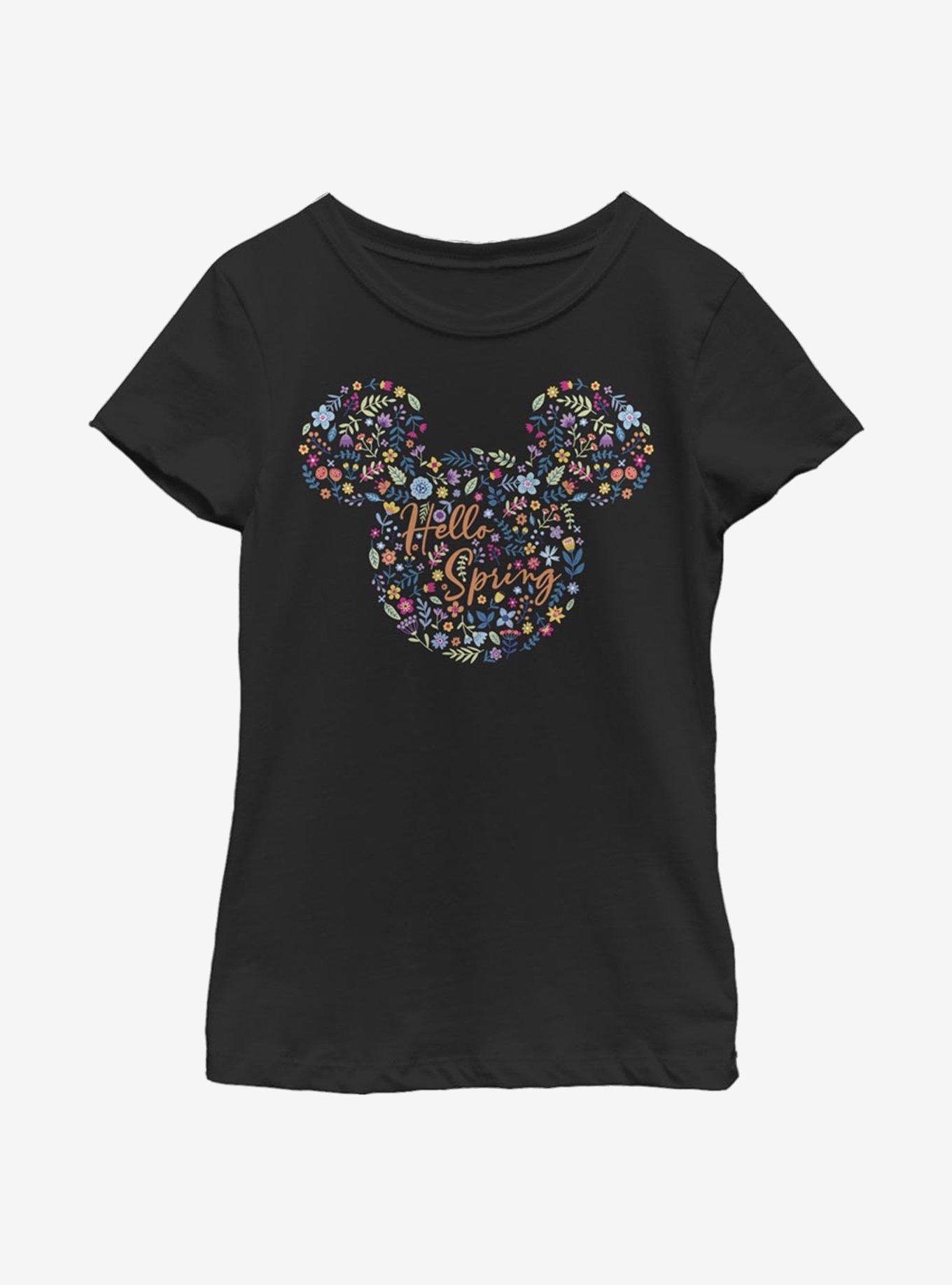 Disney Mickey Mouse Floral Ears Youth Girls T-Shirt, , hi-res