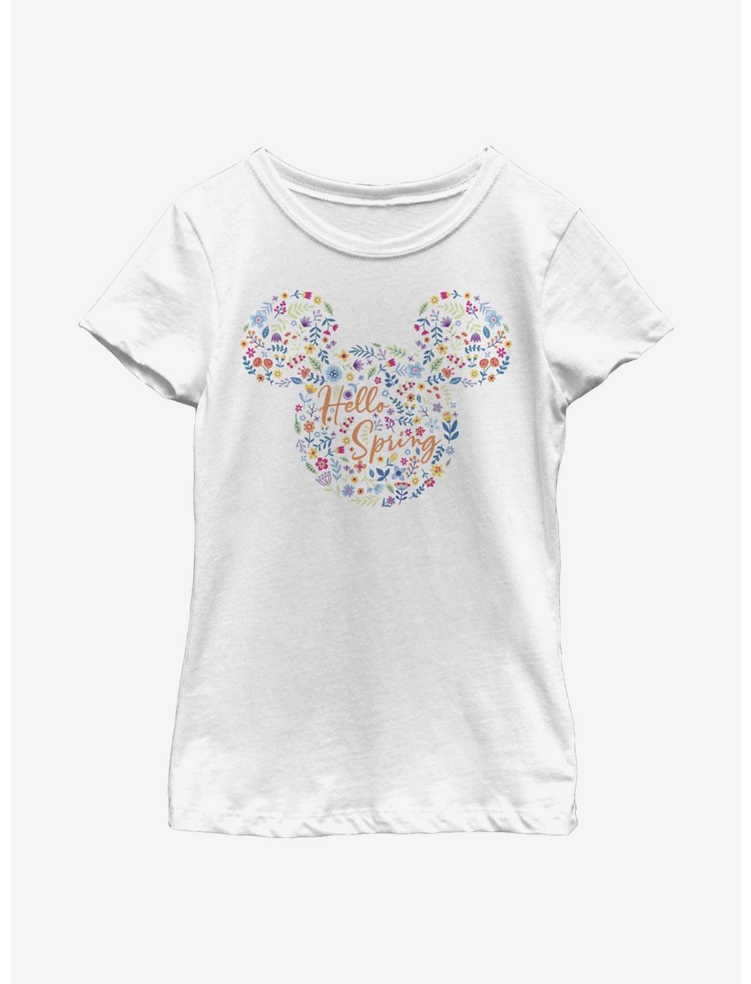 Disney Mickey Mouse Floral Ears Youth Girls T-Shirt, WHITE, hi-res