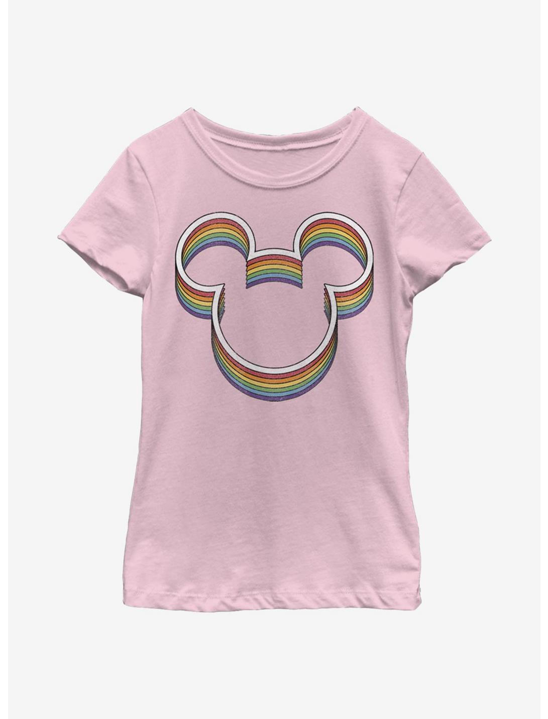 Disney Mickey Mouse Rainbow Ears Youth Girls T-Shirt, PINK, hi-res