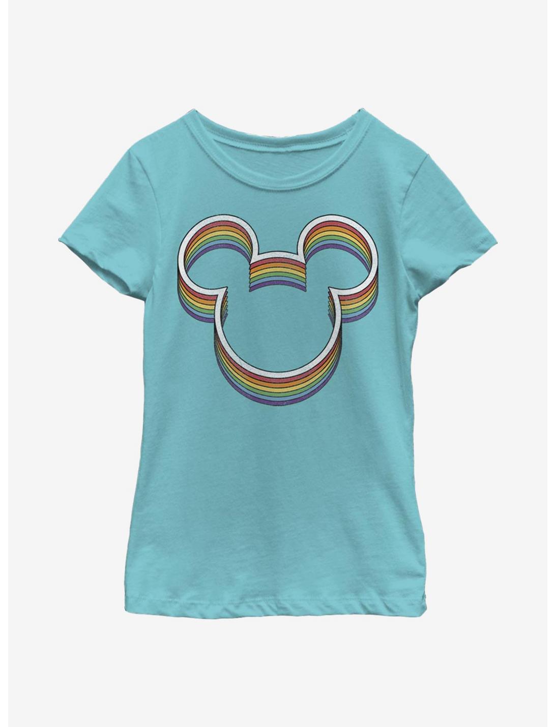 Disney Mickey Mouse Rainbow Ears Youth Girls T-Shirt, TAHI BLUE, hi-res