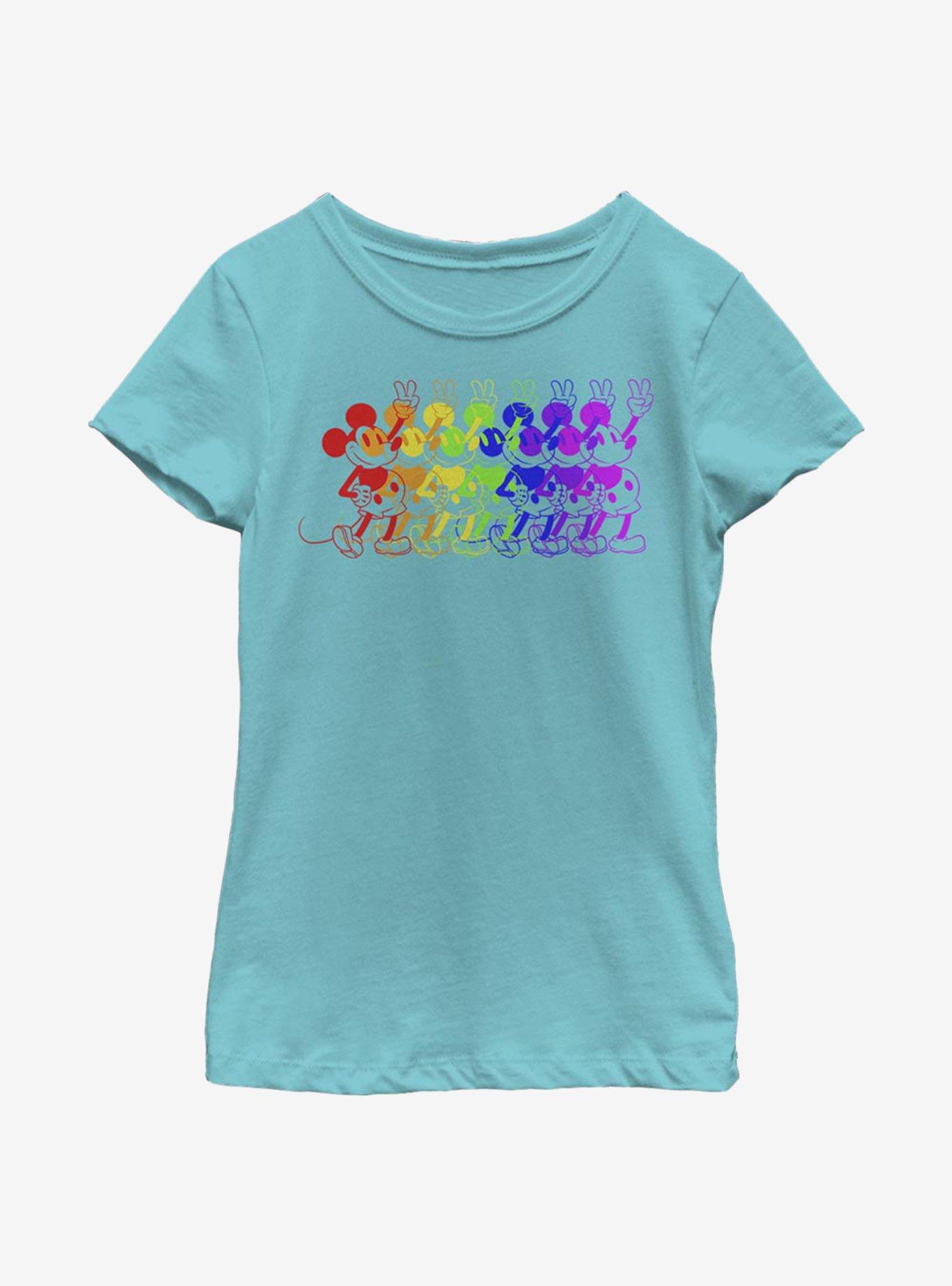 Disney Mickey Mouse Rainbow Mouse Youth Girls T-Shirt, , hi-res