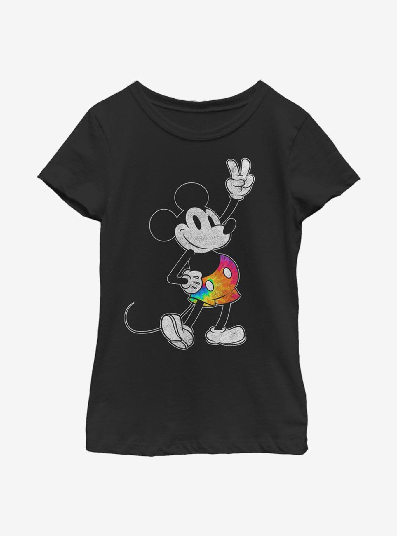 Disney Mickey Mouse Tie Dye Mickey Stroked Youth Girls T-Shirt